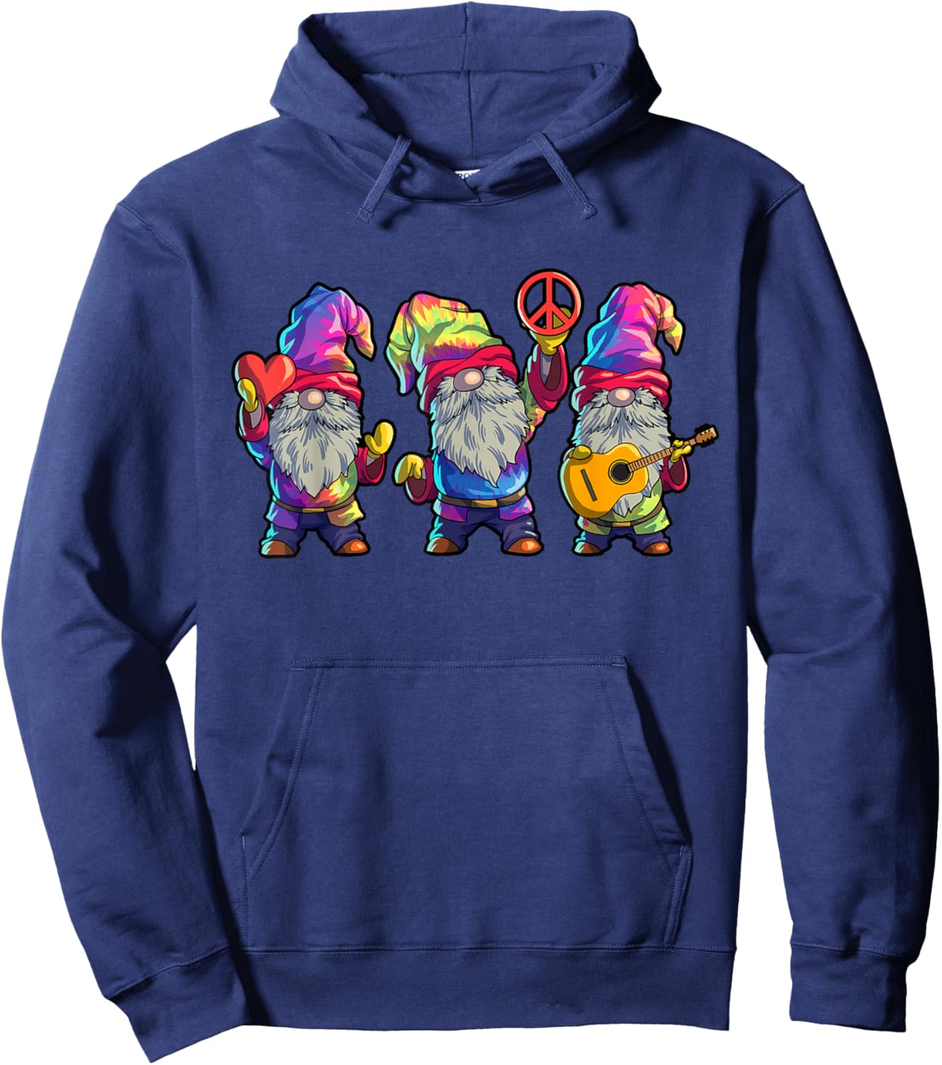 Hippie Gnomes Shirt Men Women Tie Dye Graphic Peace Gnomes Hoodie - Hoodie | Navy