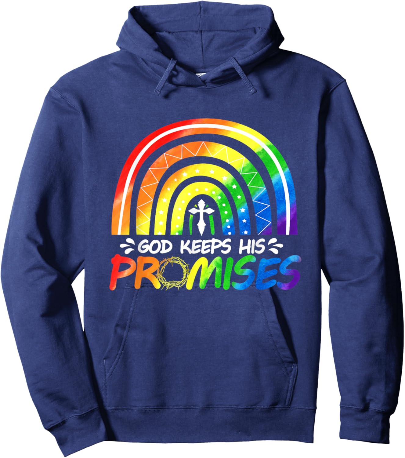 God Keeps His Promise Rainbow Christian Bible Noah Hoodie - Hoodie | Navy