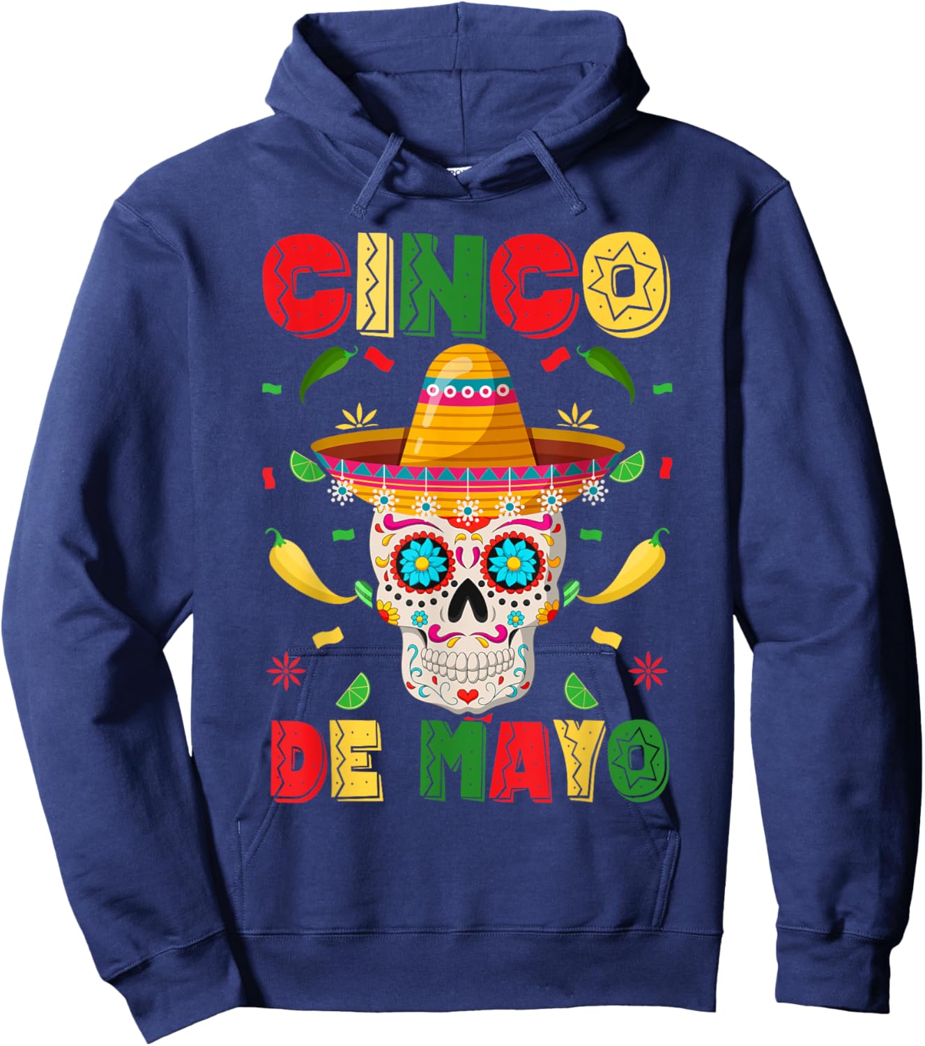 Cinco De Mayo Party Sugar Skull Men Women Mexican Fiesta Hoodie - Hoodie | Navy