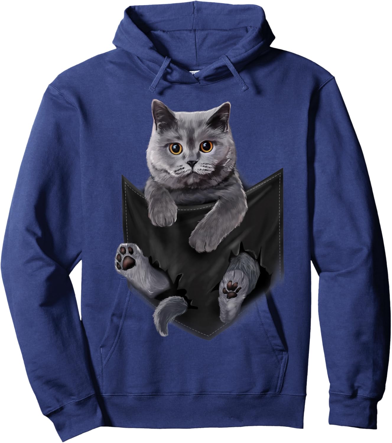 British Grey Cat in Pocket Cats Shirt Gifts Hoodie - Hoodie | Navy