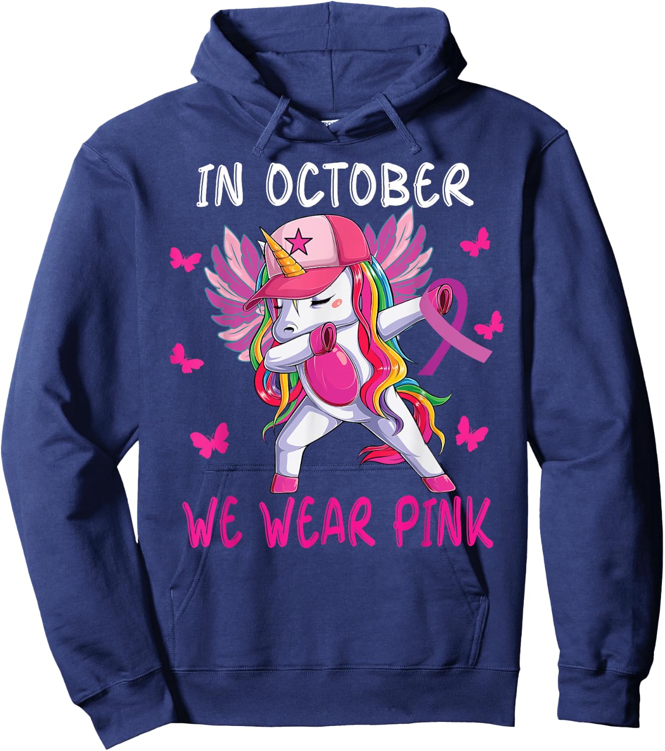 girls breast cancer awareness for toddlers kids Women Hoodie - Hoodie | Navy