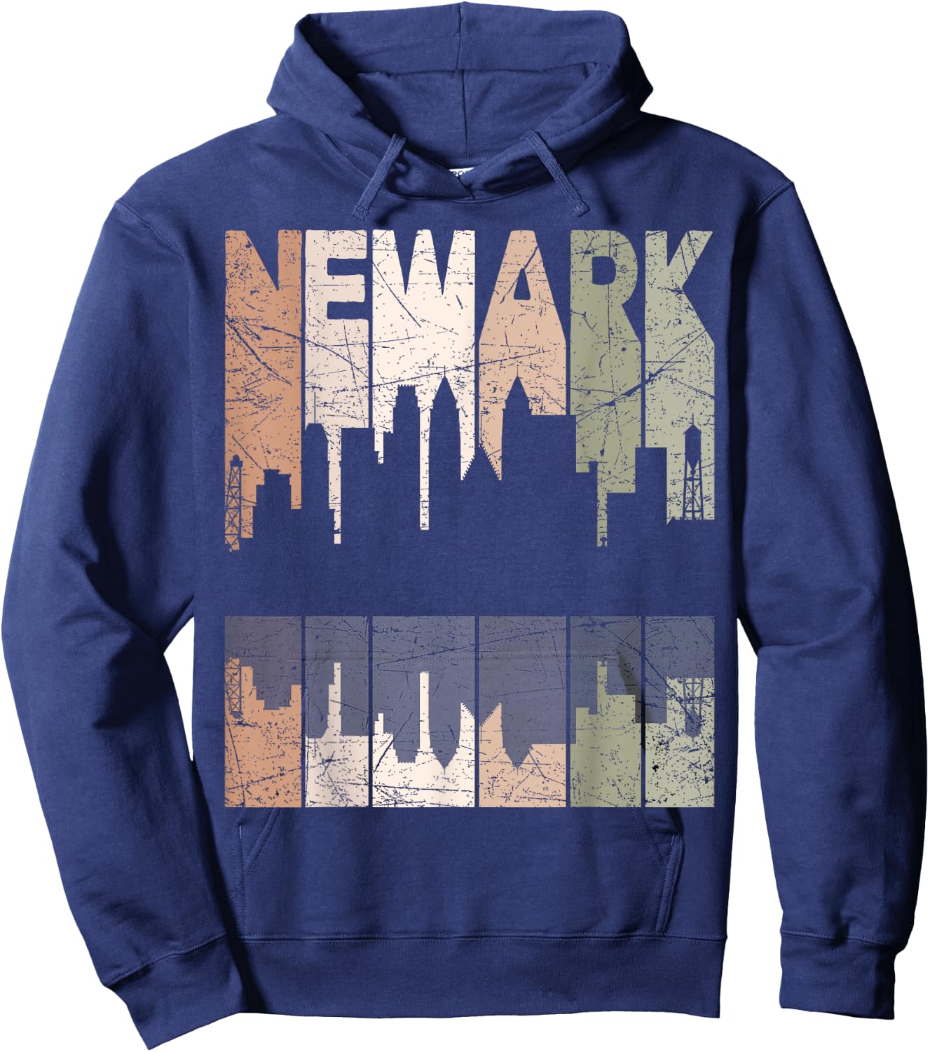 Newark Vintage Newark New Jersey Retro Newark Skyline Hoodie - Hoodie | Navy