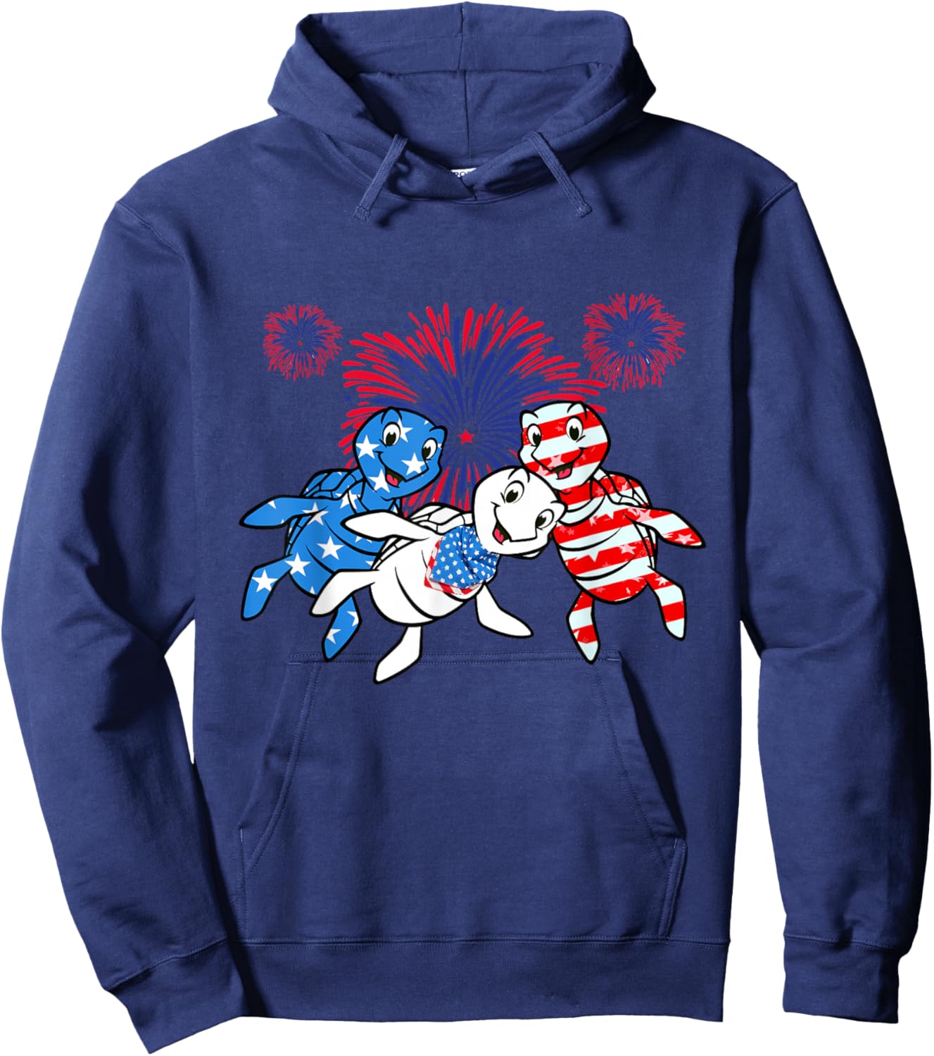 Sea Turtles 4th of July American USA Flag Patriotic Hoodie - Hoodie | Navy