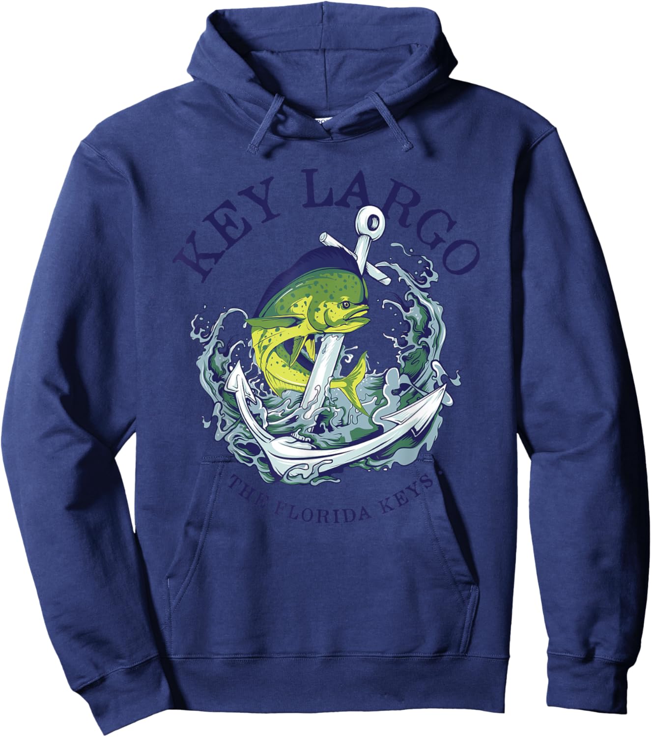 Vintage Mahi Mahi Key Largo Florida Hoodie - Hoodie | Navy