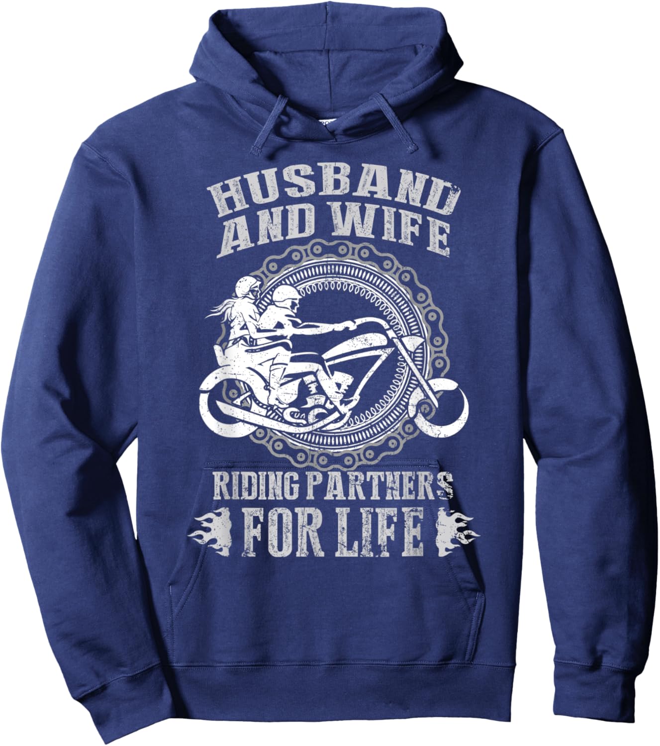 Husband And Wife Riding Partners For Life Hoodie - Hoodie | Navy