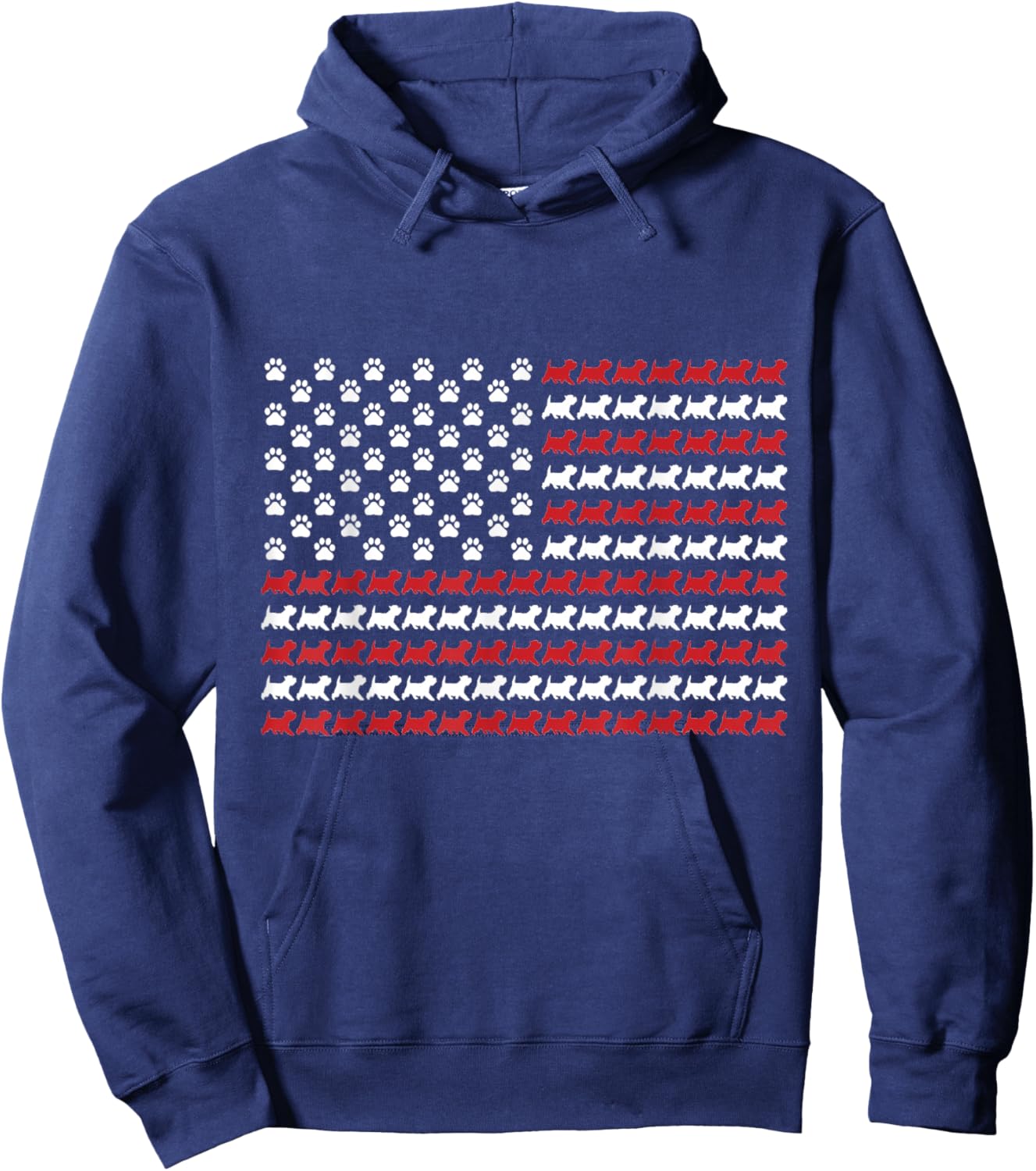 Westie 4th of July Dog Paw Print American Flag Hoodie - Hoodie | Navy
