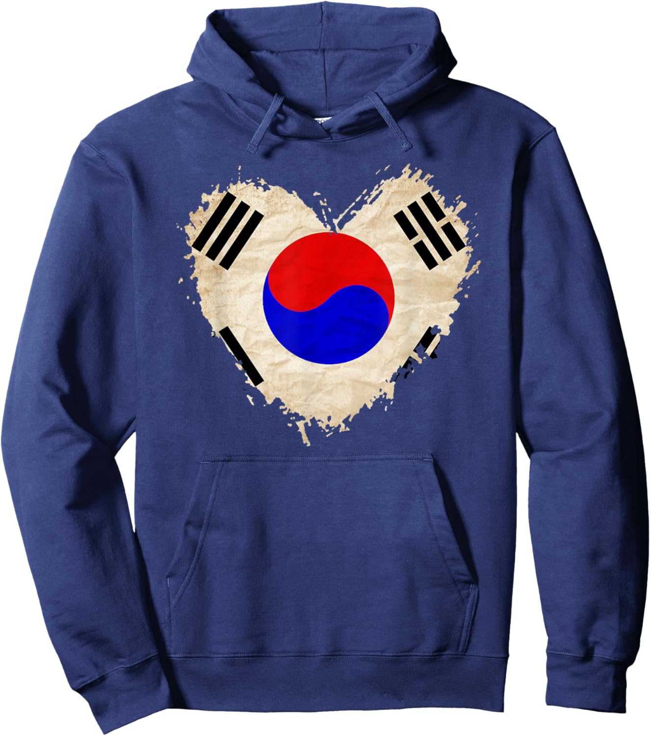 South Korea Flag Love Heart Patriotic Mom Dad Family School Hoodie - Hoodie | Navy