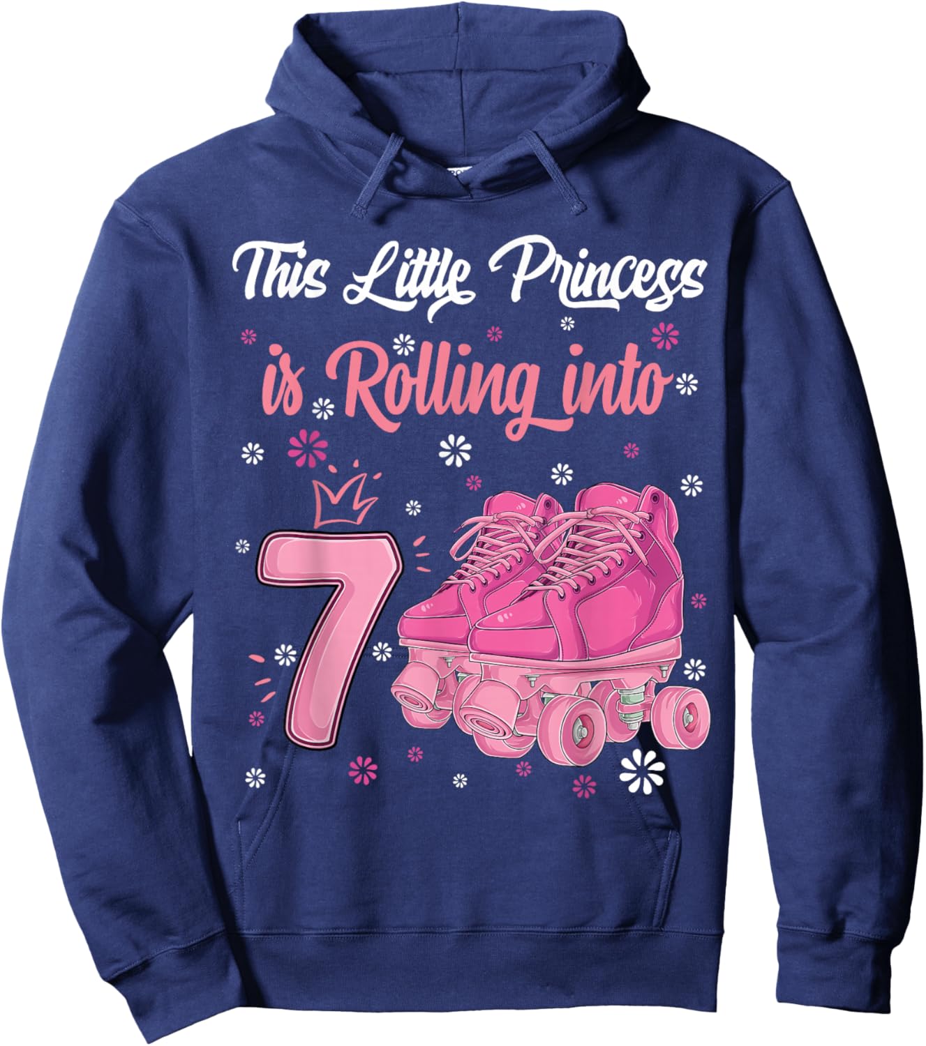 Princess Roller Girl 7 year old Rolling skate 7th birthday Hoodie - Hoodie | Navy