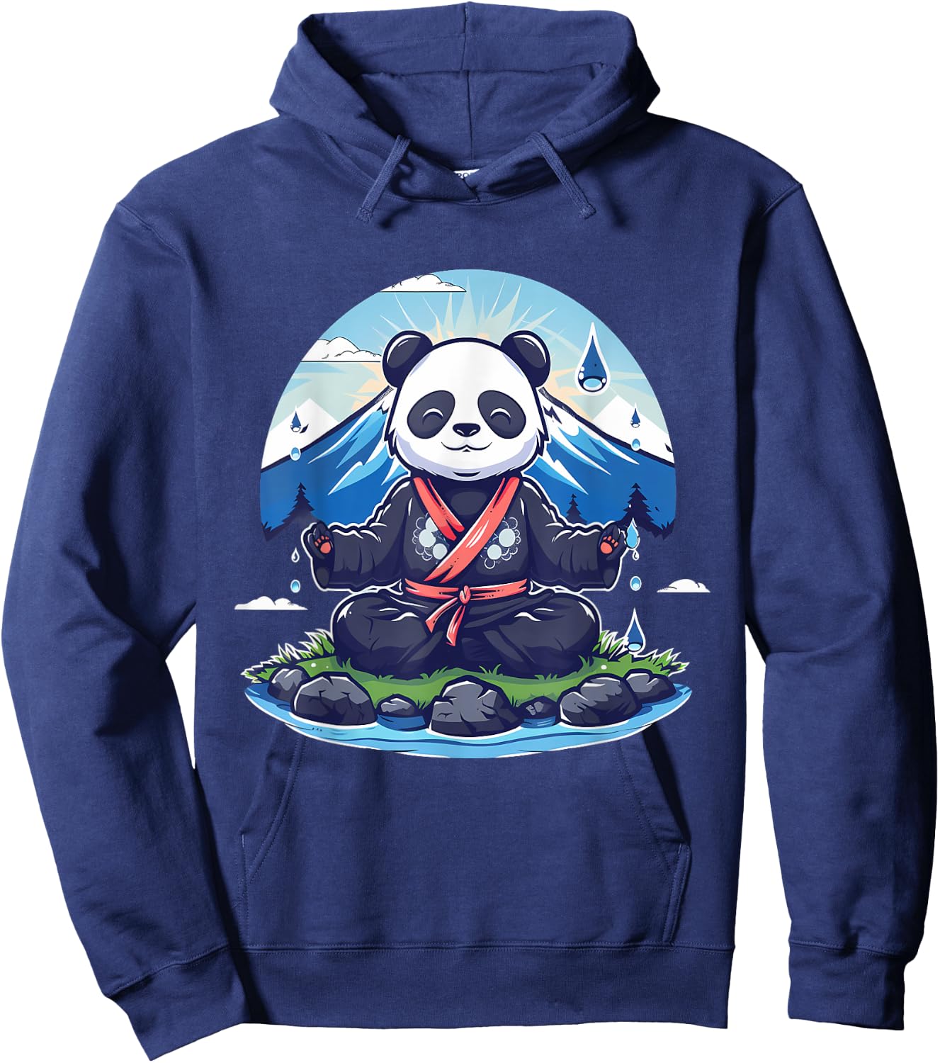 Meditation Panda Bear Drawing Spiritual Yoga Zen Buddha Hoodie - Hoodie | Navy