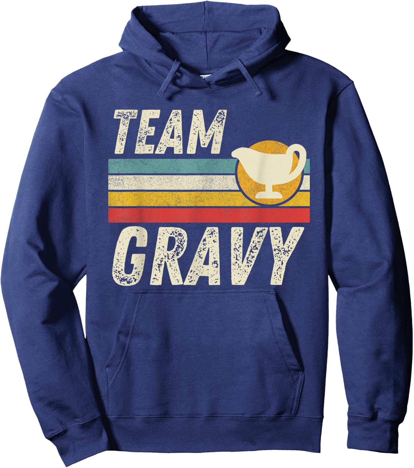 Retro Gravy Lovers Team Team Gravy Funny Thanksgiving Dinner Hoodie - Hoodie | Navy