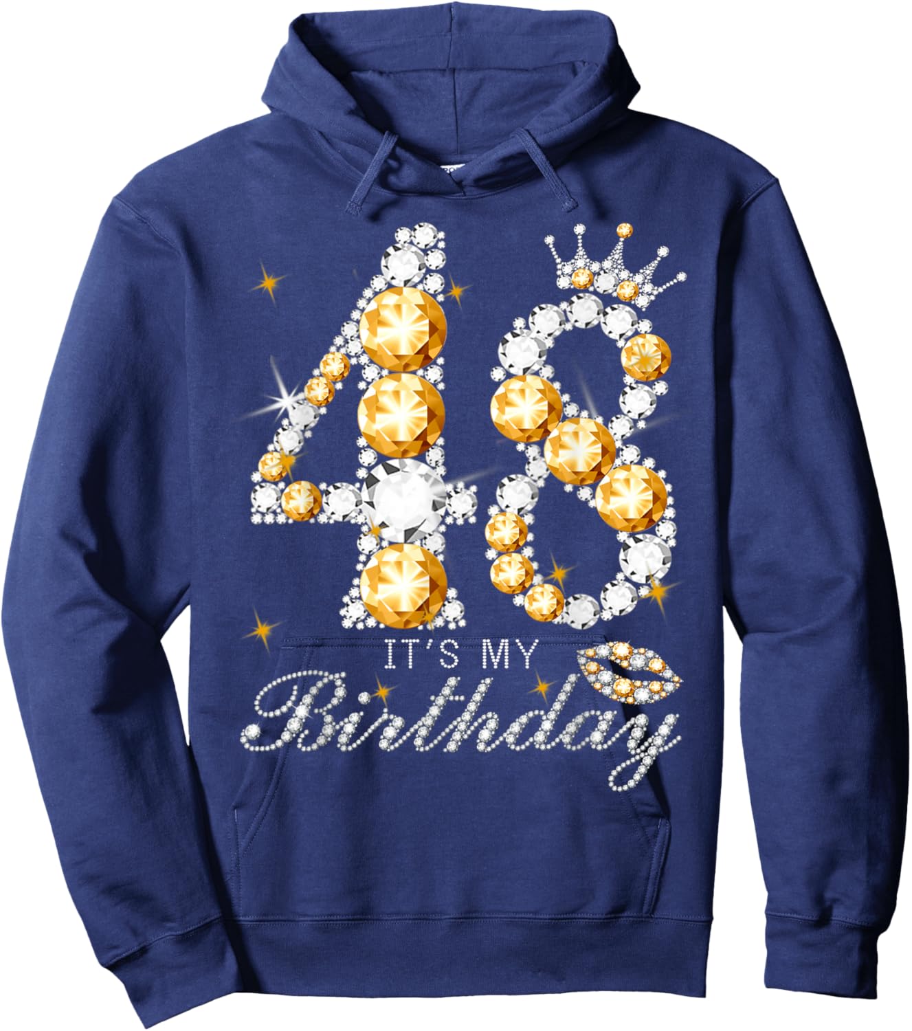 It's My 48th Birthday Queen 48 Years Old Shoes Crown Diamond Hoodie - Hoodie | Navy