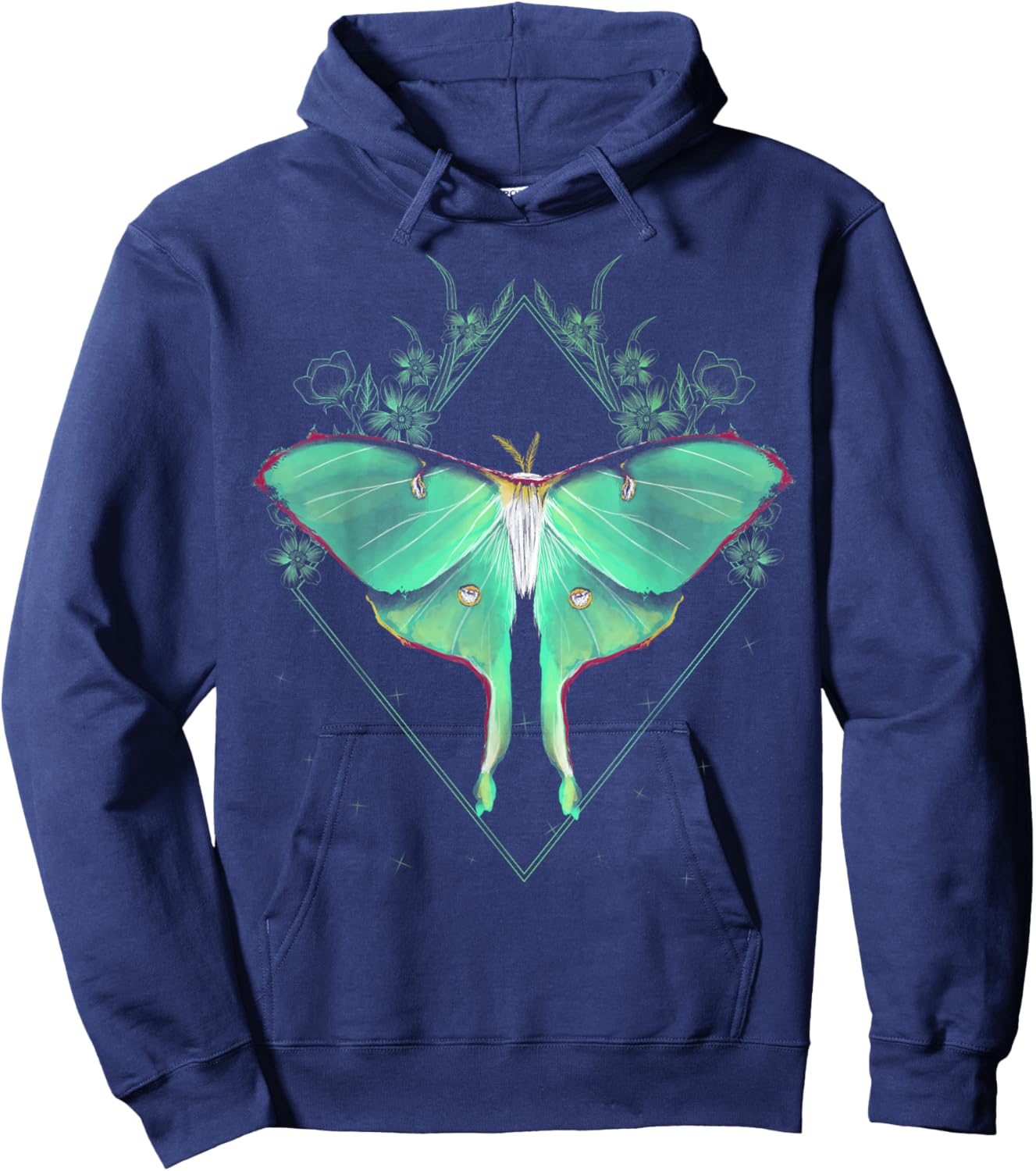 Cute Luna Moth Beautiful Butterfly Insect Lover Themed Hoodie - Hoodie | Navy