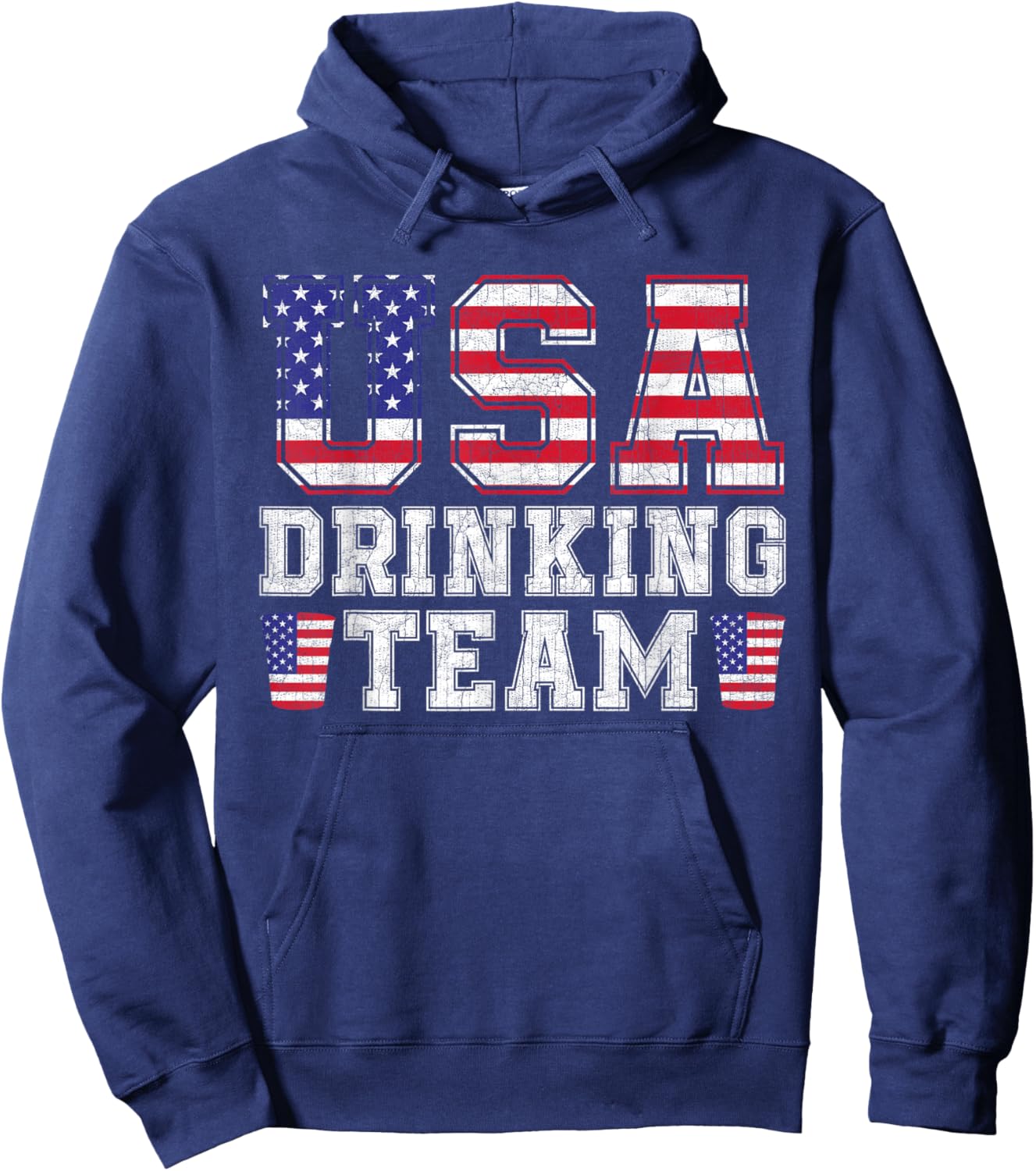 USA Drinking Team Funny Drinking Beer Lover 4th of July Hoodie - Hoodie | Navy