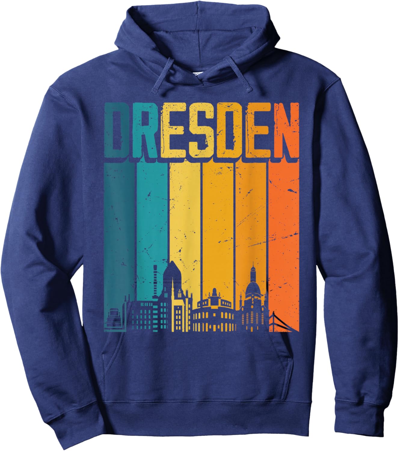 Dresden Skyline Retro Vintage Souvenir Dresden Hoodie - Hoodie | Navy