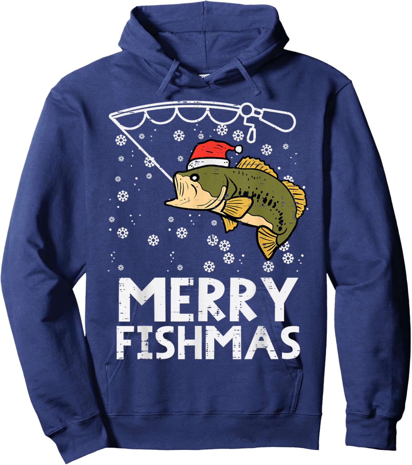Merry Fishmas Fish Fishing Xmas Christmas Dad Men Hoodie - Hoodie | Navy