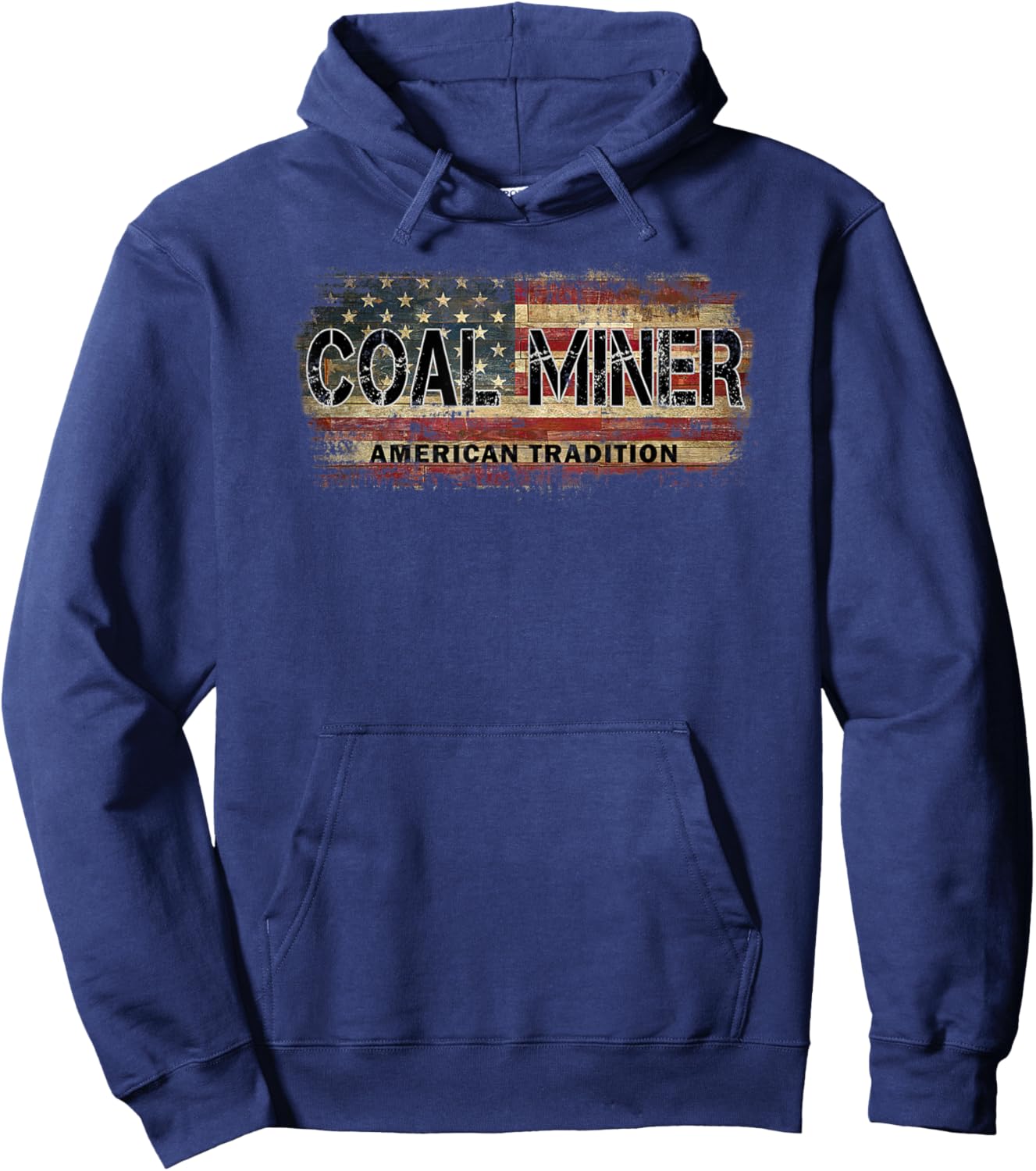 USA Flag Coal Mining Design features a Vintage Flag Women Kids Men Hoodie - Hoodie | Navy
