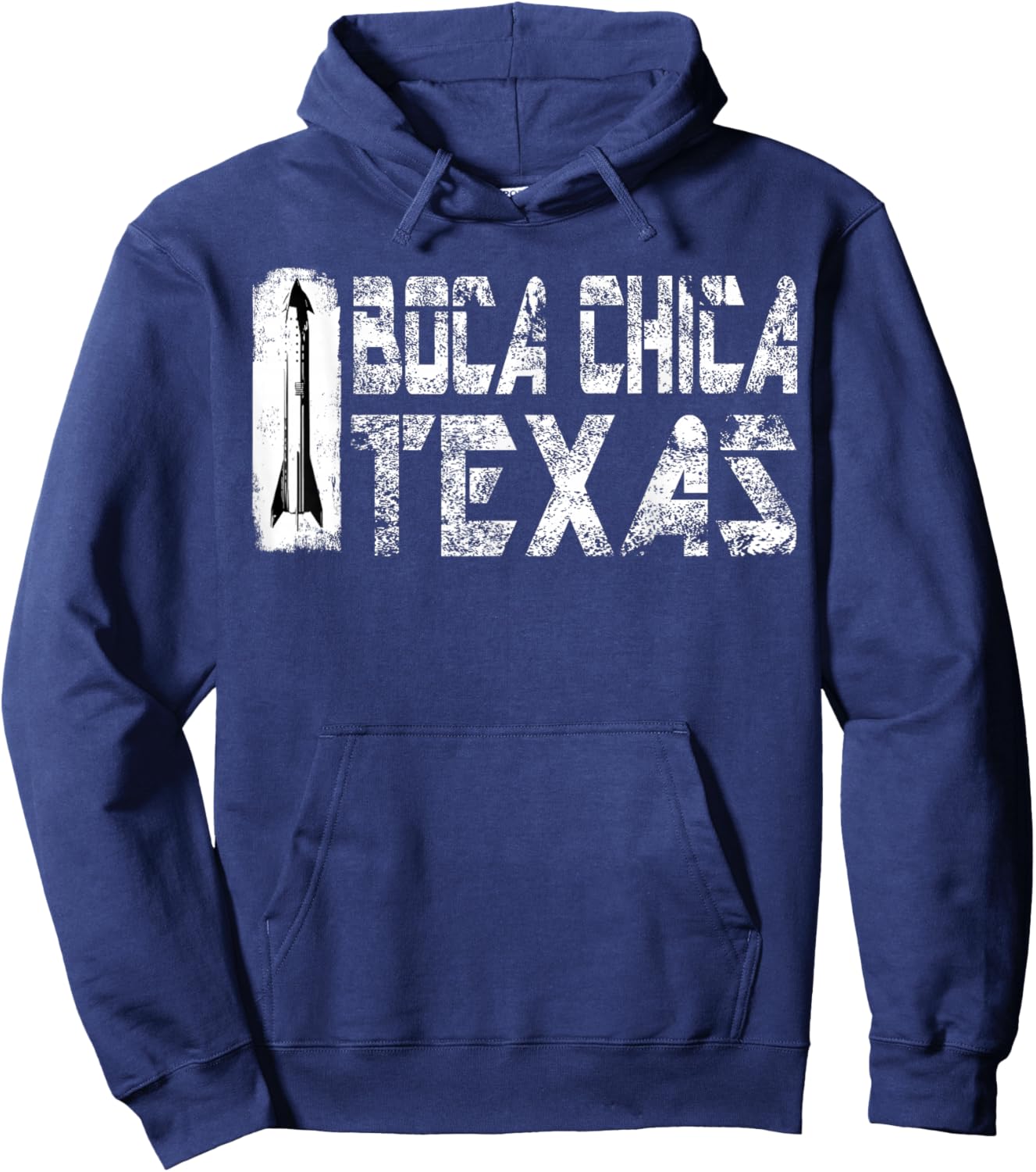 Boca Chica Texas Starship Retro White Hoodie - Hoodie | Navy