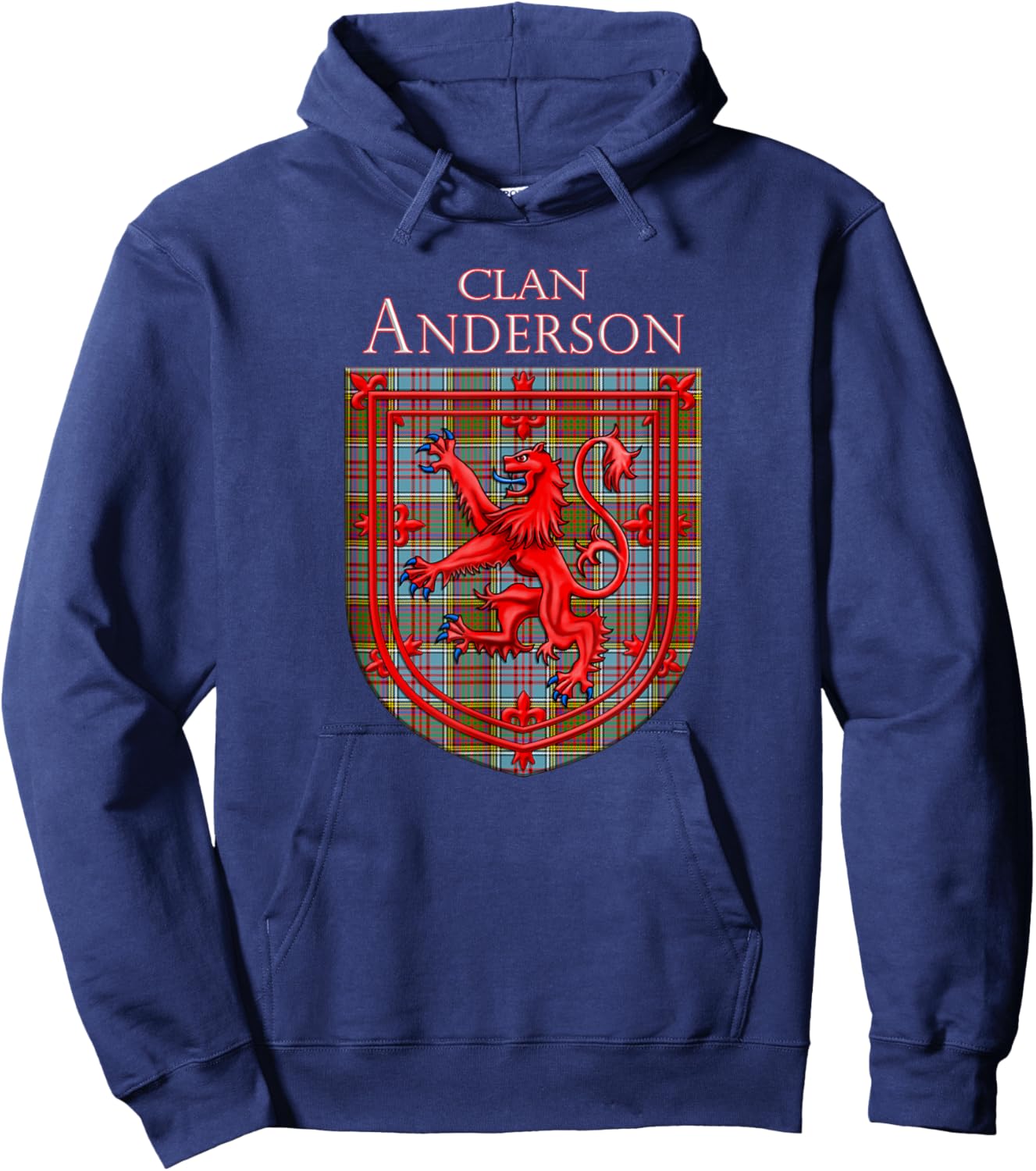 Anderson Tartan Scottish Plaid Lion Rampant Hoodie - Hoodie | Navy