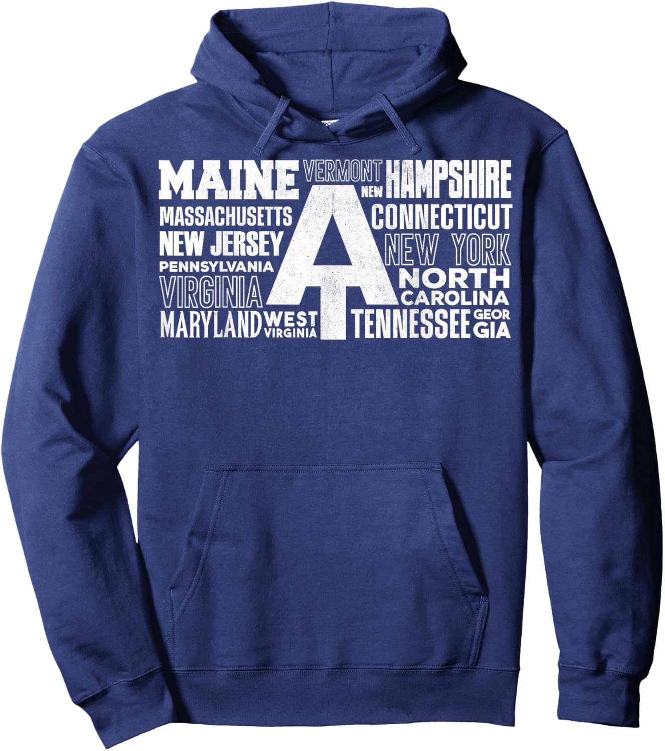 Appalachian Trail Symbol Word Cloud With US Staates Hoodie - Hoodie | Navy