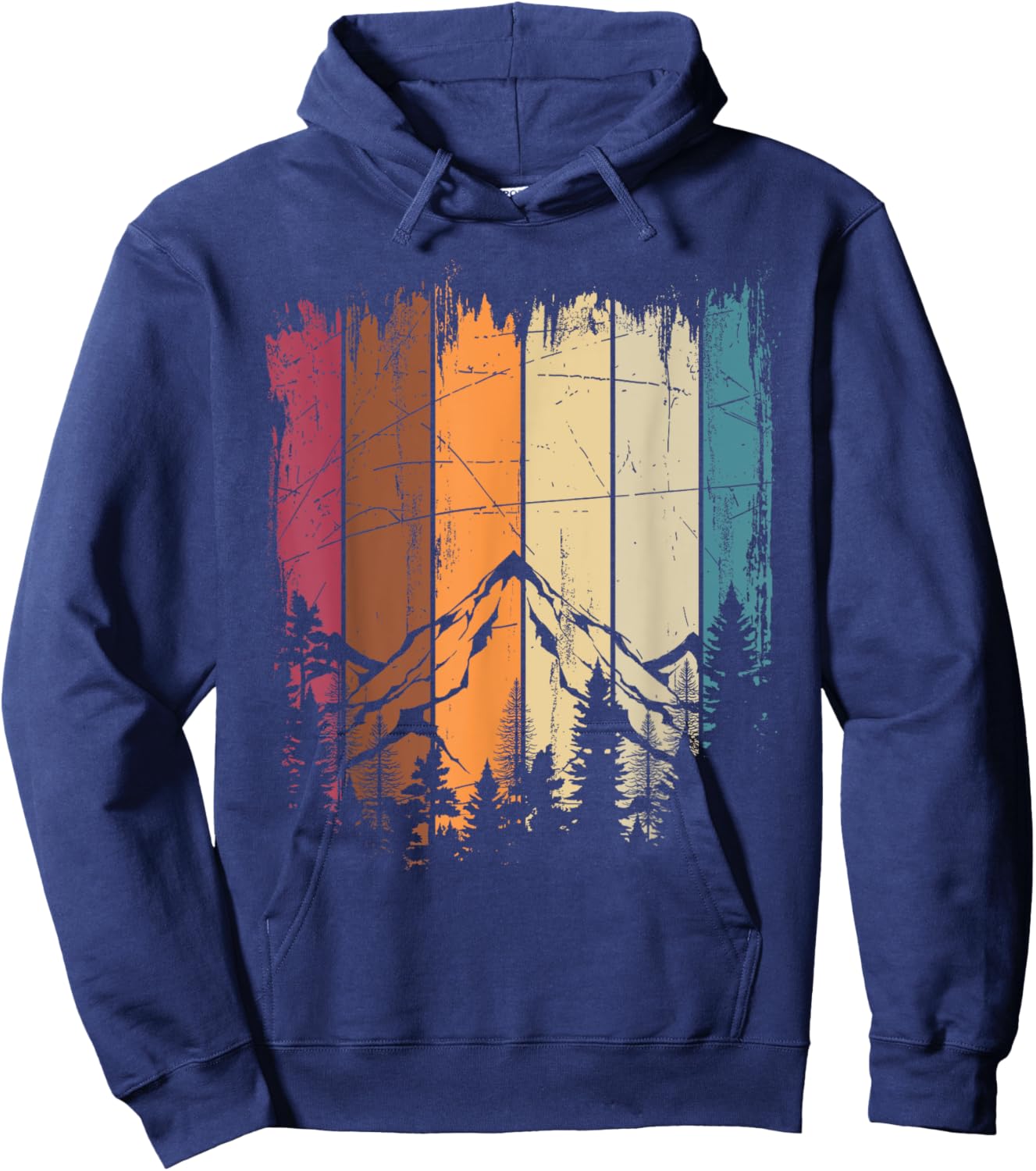 Mountains Outdoors Hiker Sport Retro Forest Nature Hiking Hoodie - Hoodie | Navy