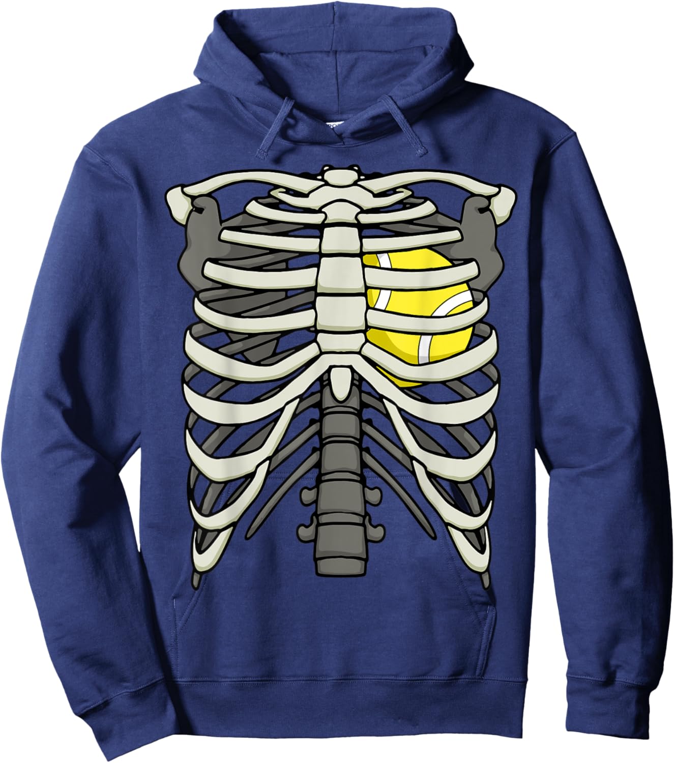 Ribcage Halloween Tennis Player Skeleton Ball Heart Hoodie - Hoodie | Navy