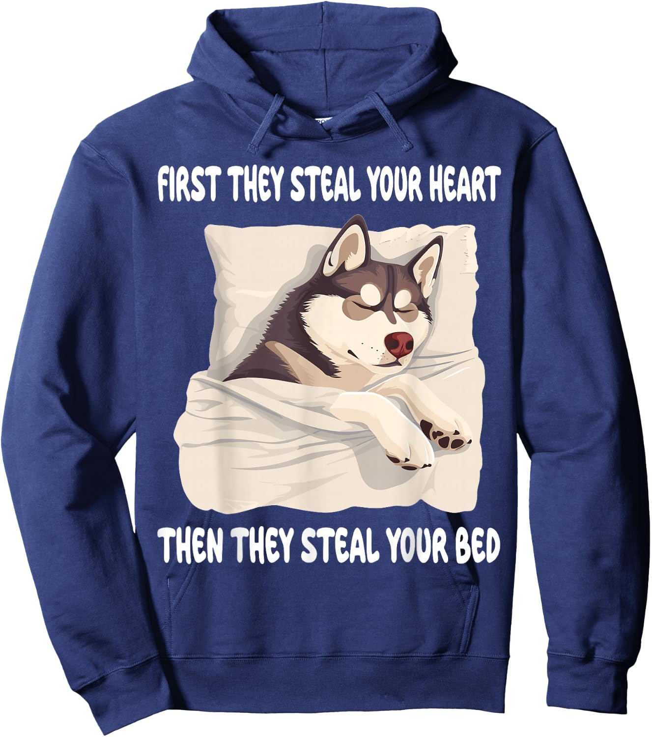 Husky Sleeping Pajamas Nightgown Hoodie - Hoodie | Navy