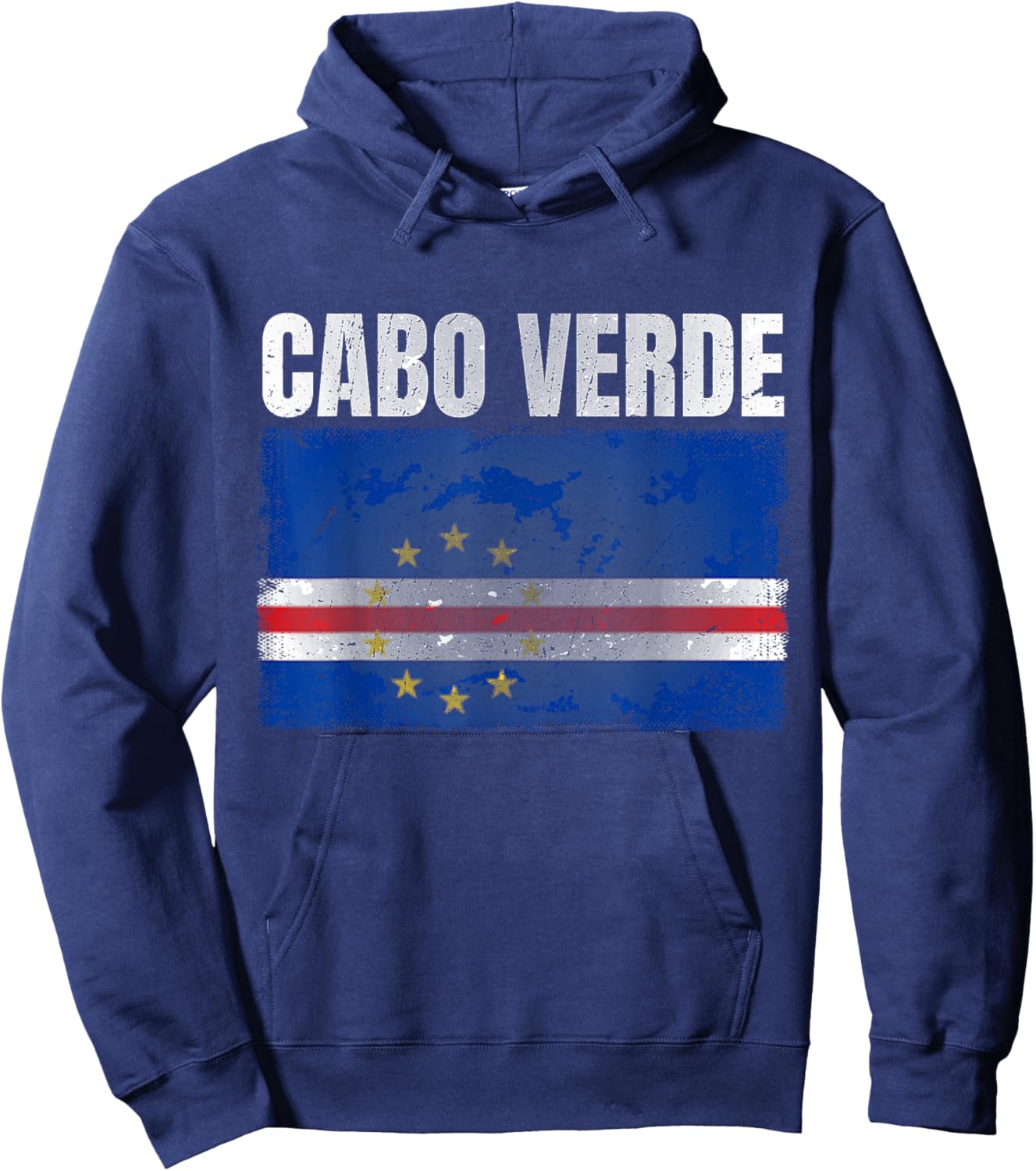 Distressed Cabo Verde Flag Print Women Cape Verdean Hoodie - Hoodie | Navy