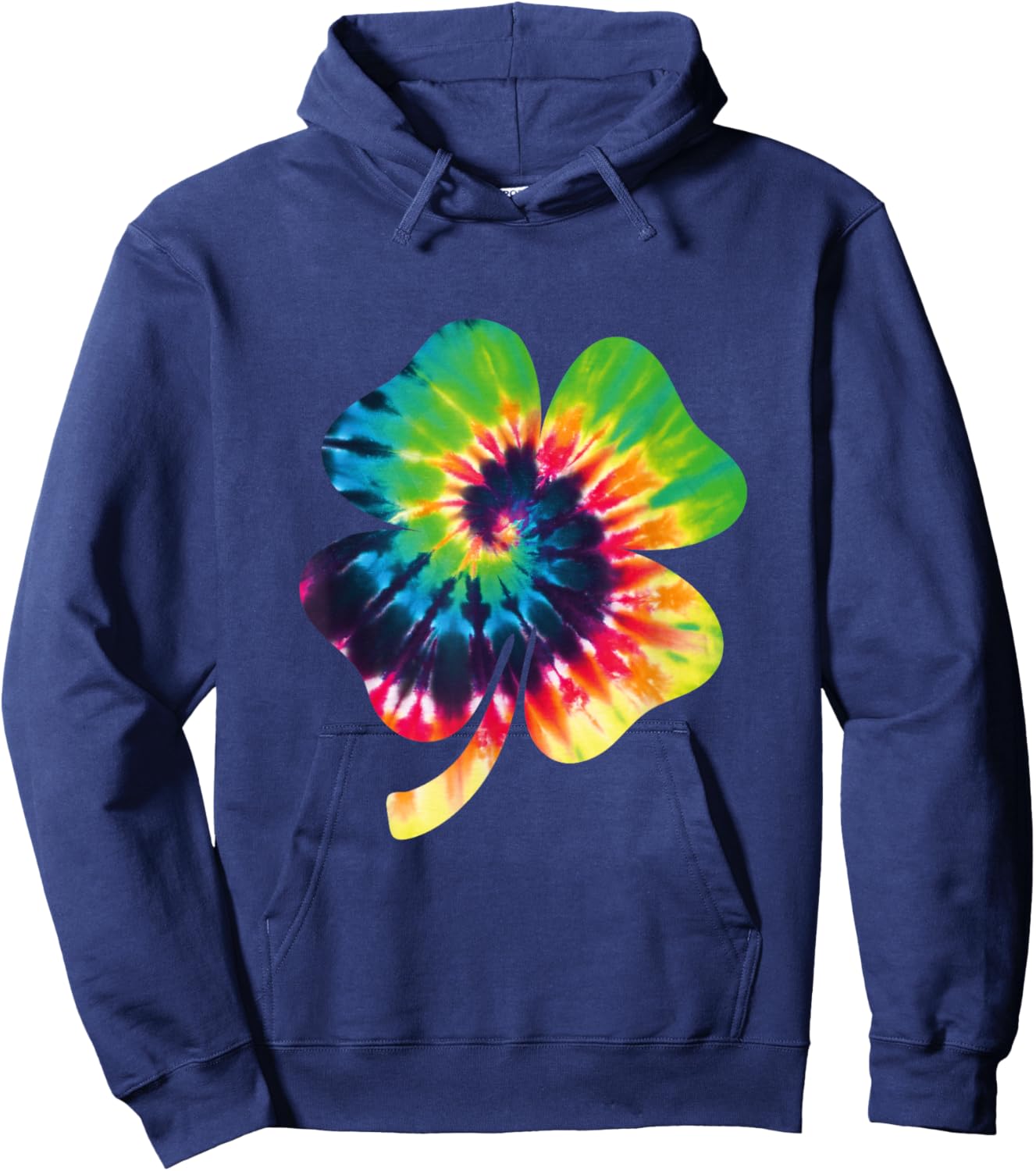 Shamrock Tie Dye Happy St Patrick's Day Hippie Clover Hoodie - Hoodie | Navy