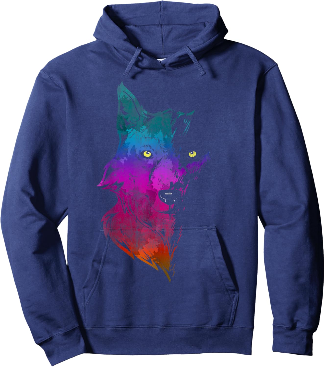 Howl Wildlife Forest Animal Predator Portrait Colorful Wolf Hoodie - Hoodie | Navy