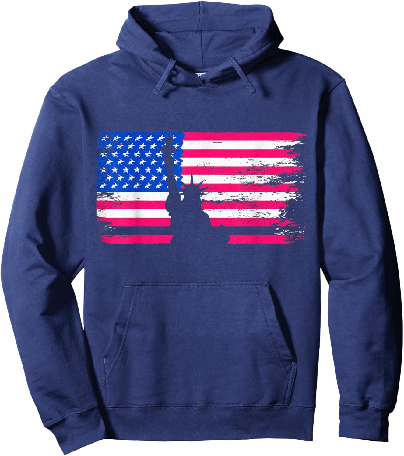 USA American Flag Freedom Patriotic Statue Of Liberty Hoodie - Hoodie | Navy