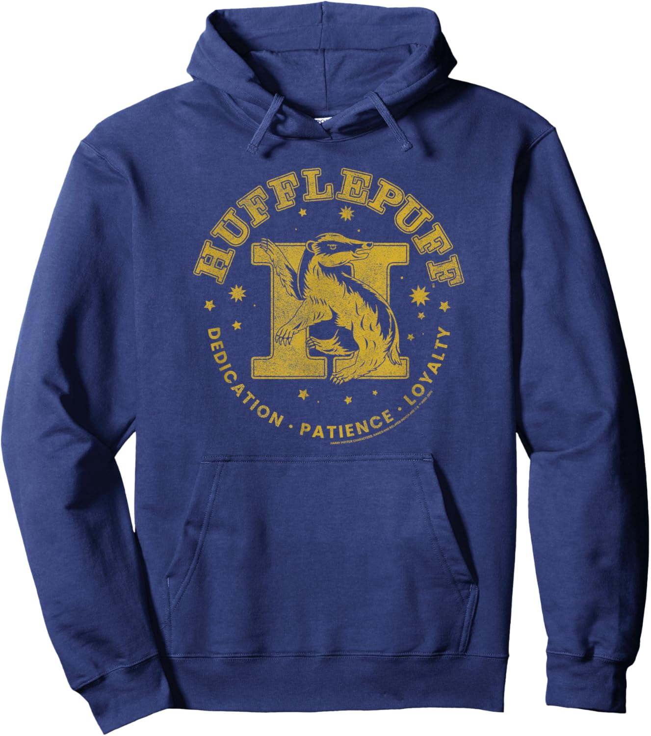 Harry Potter House Hufflepuff Gold Badger Collegiate Logo Hoodie - Hoodie | Navy