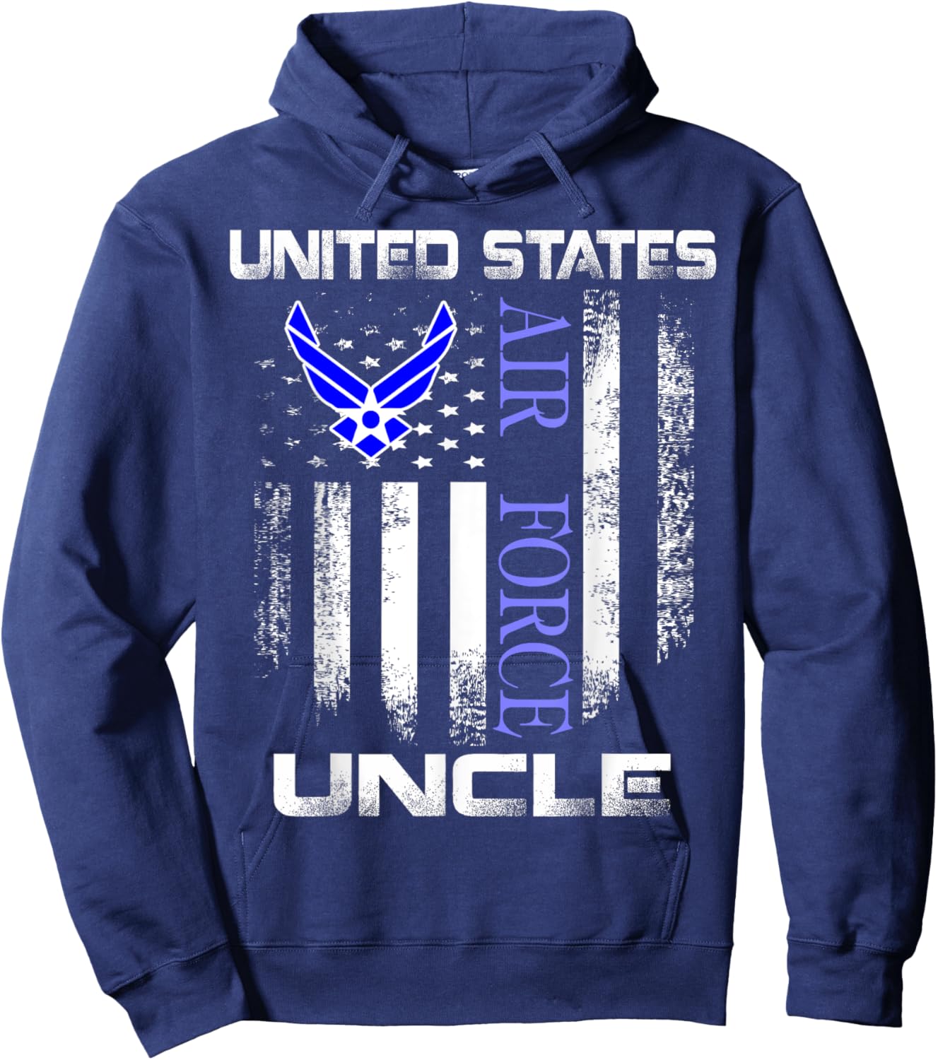 Vintage United States Air Force Uncle With American Flag Hoodie - Hoodie | Navy