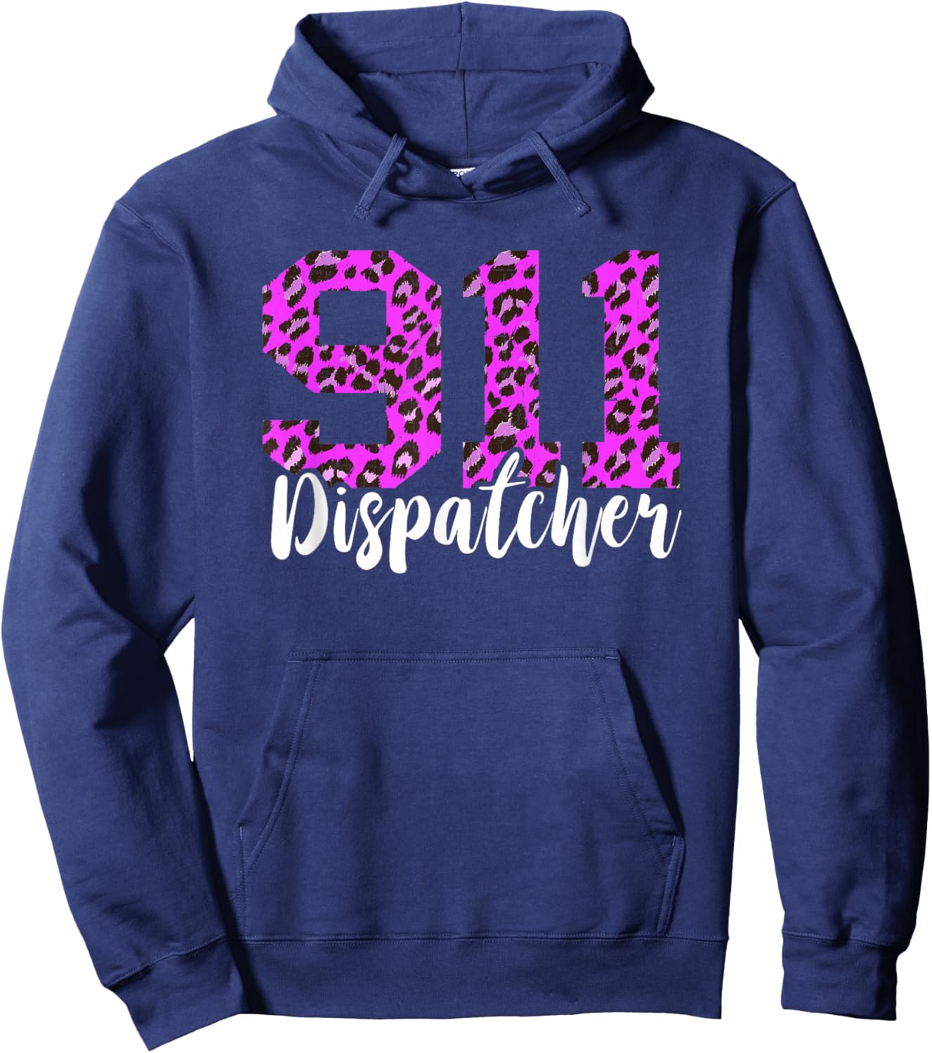 Dispatcher 911 Dispatch Thin Yellow Line Purple Leopard Hoodie - Hoodie | Navy