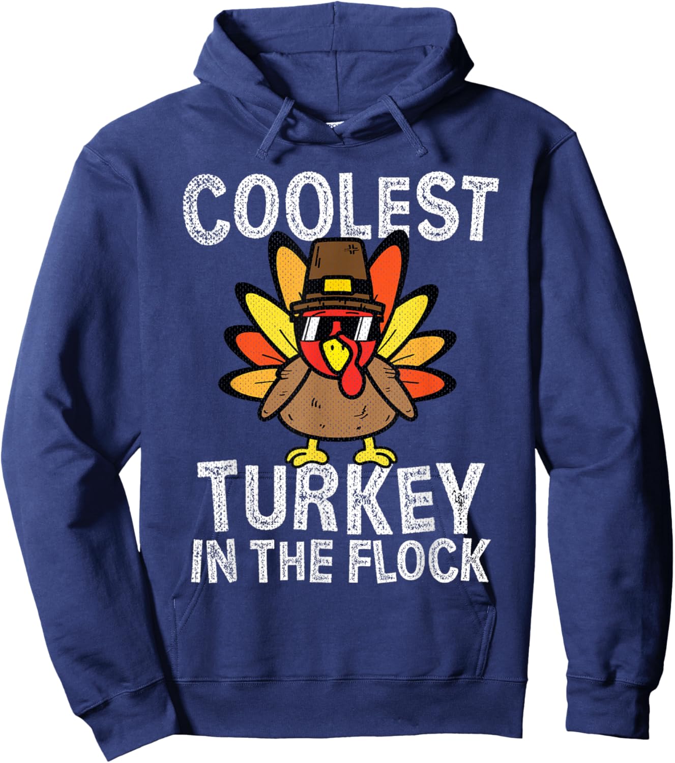 Kids Coolest Turkey In The Flock Toddler Thanksgiving Day Hoodie - Hoodie | Navy