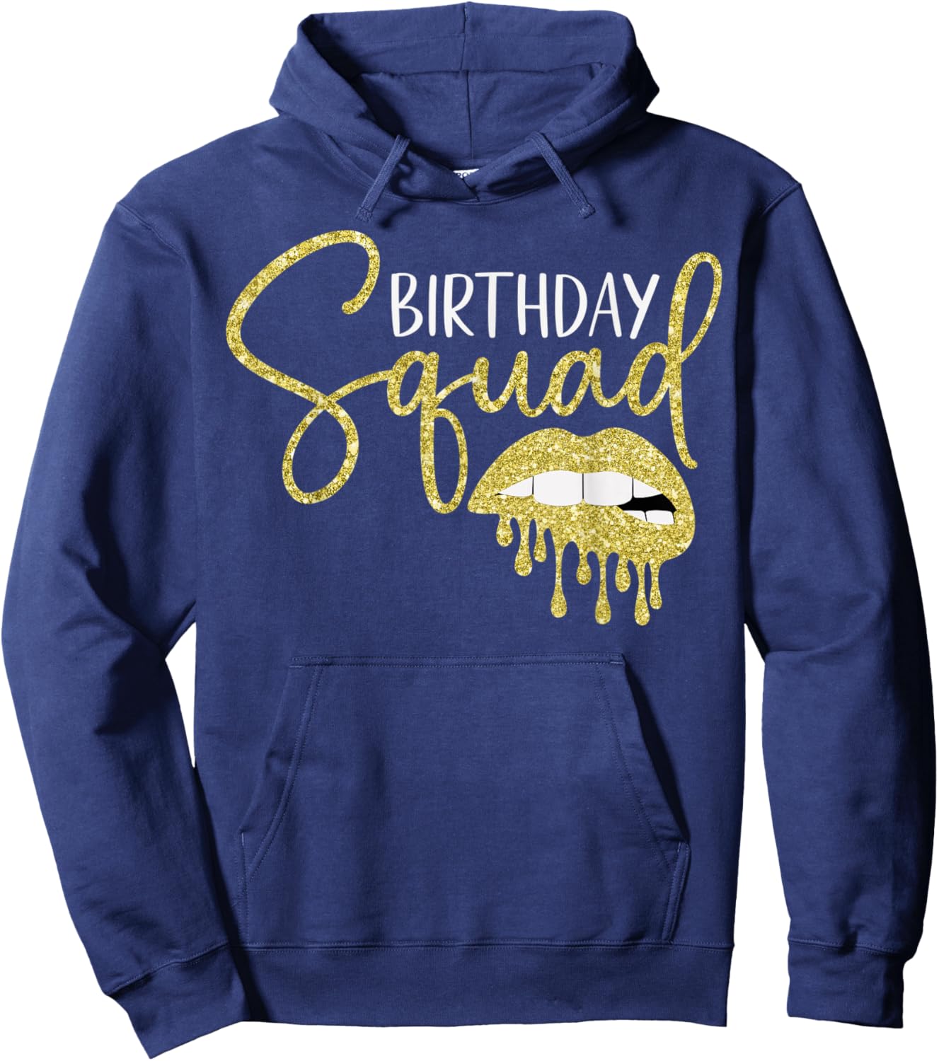 Birthday Squad Crew Golden Lips Queen Matching Party Women Hoodie - Hoodie | Navy