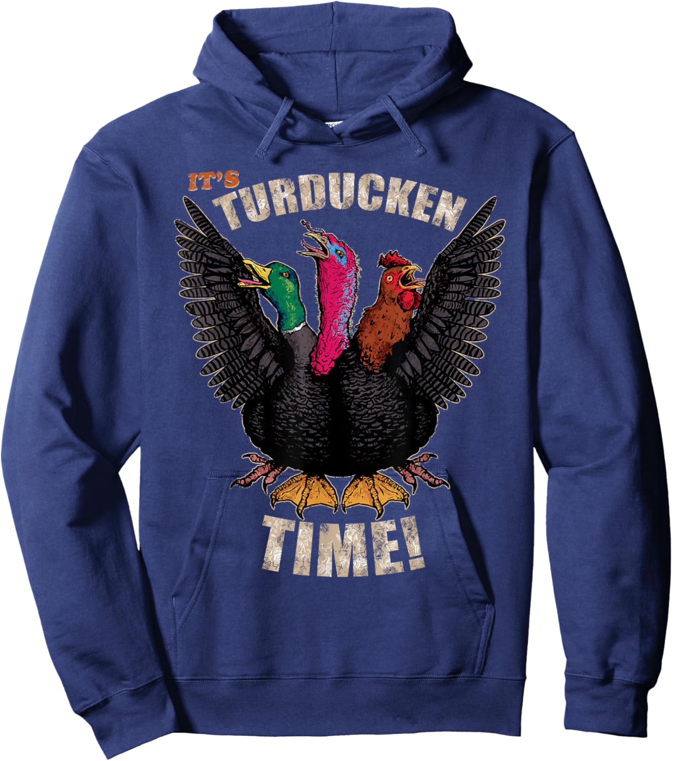 Thanksgiving Day Turkey Turducken Kaiju Monster Ugly Sweater Hoodie - Hoodie | Navy