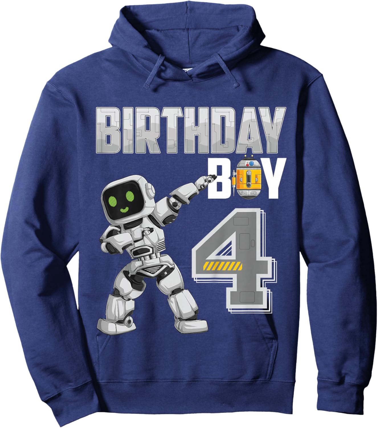 4 Year Old dabbing Robot 4th Birthday Science Robotics Hoodie - Hoodie | Navy