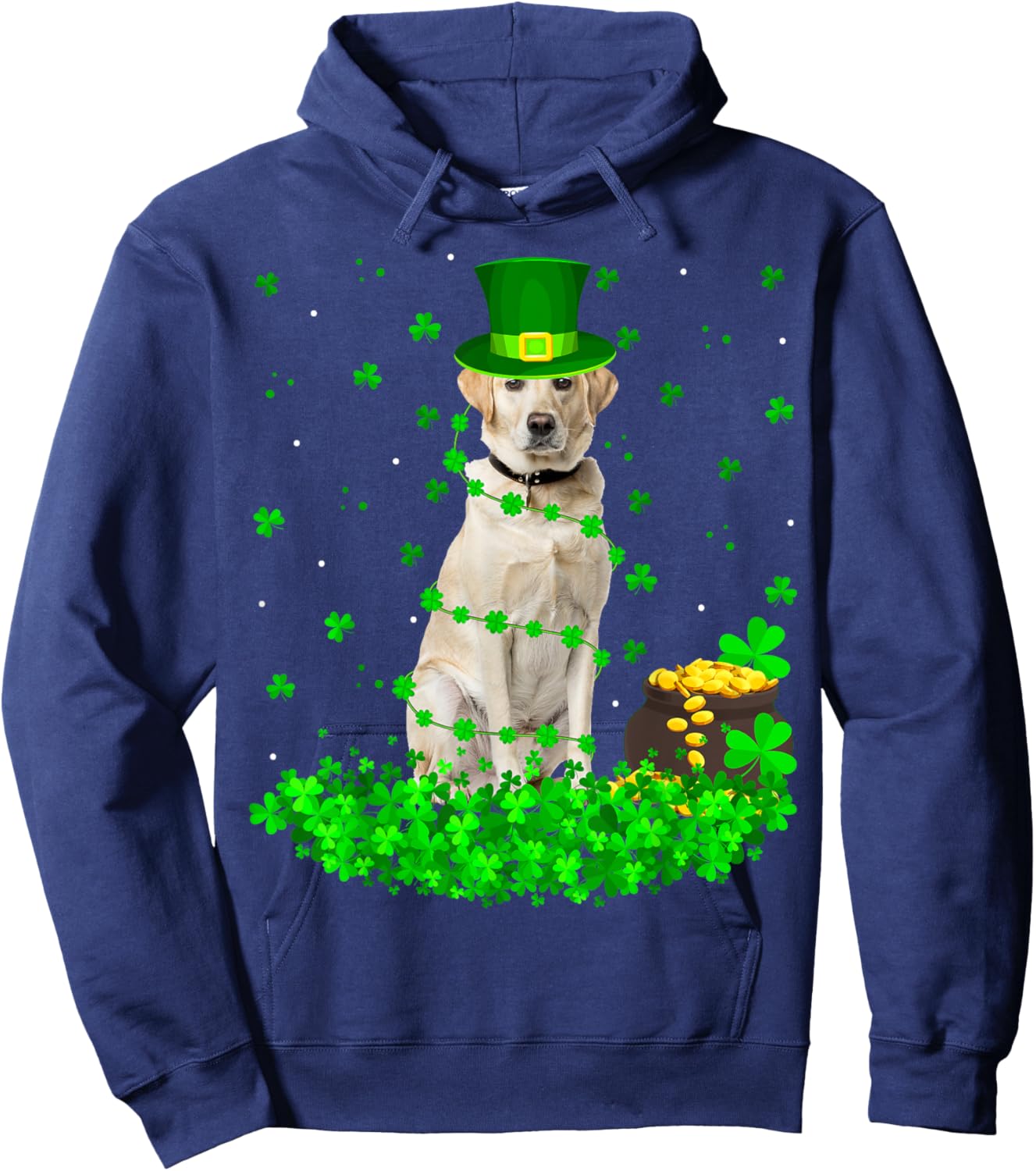 Funny Shamrock Leprechaun Hat Labrador Dog St. Patrick's Day Women Kids Hoodie - Hoodie | Navy