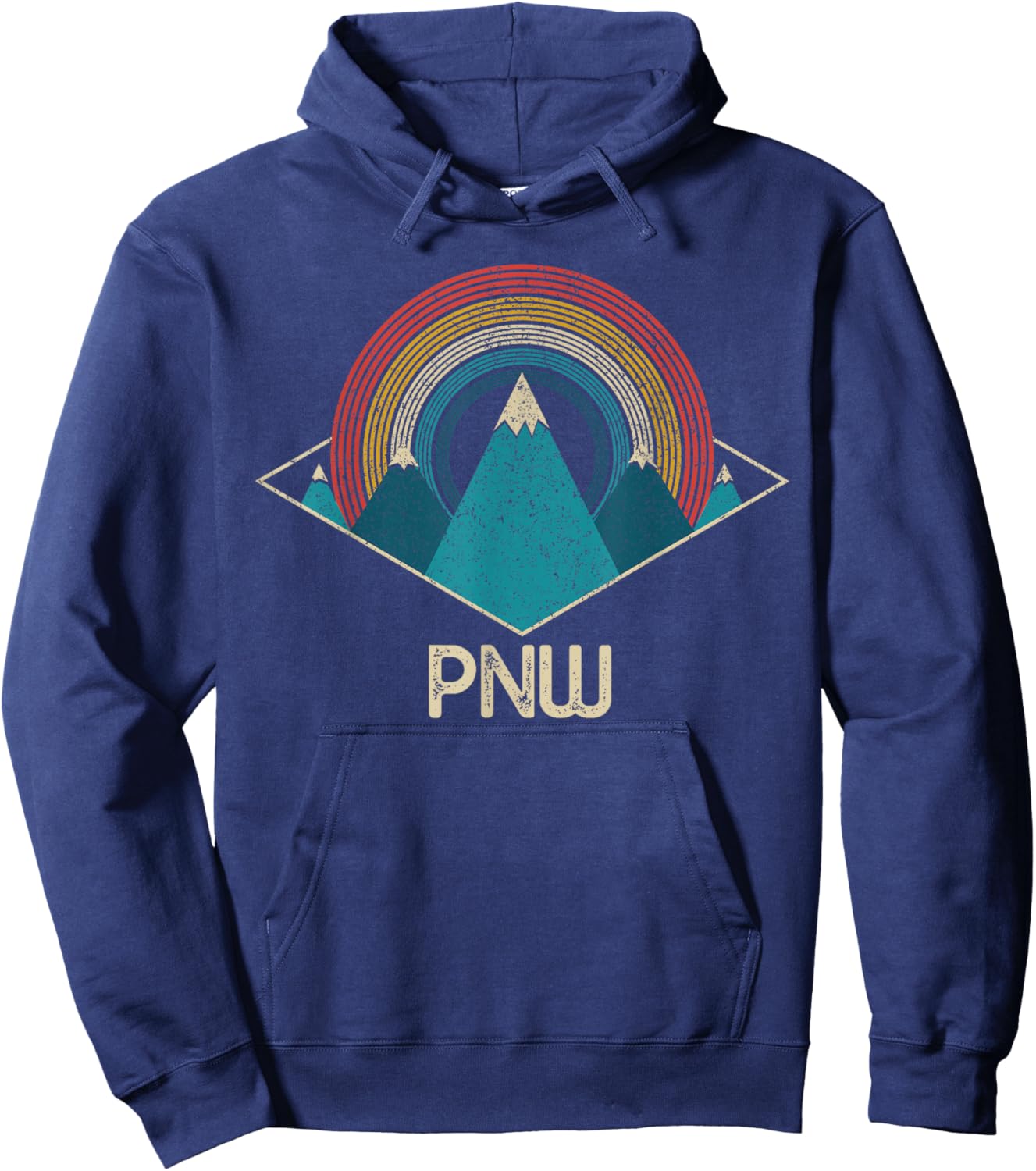 PNW Pacific Northwest Mountains Hiking Camping Vintage Hoodie - Hoodie | Navy