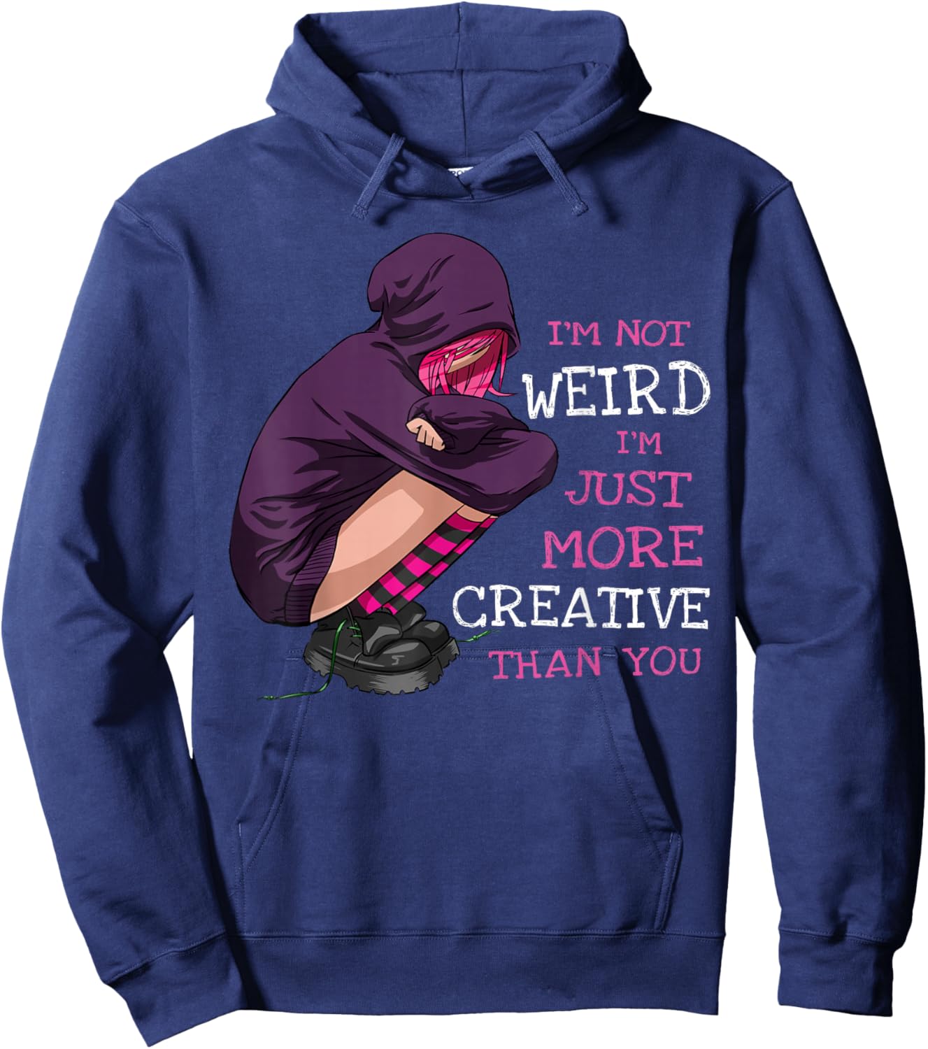 Anime Girl Anime Clothing Kawaii Pastel Goth Girl Not Weird Hoodie - Hoodie | Navy