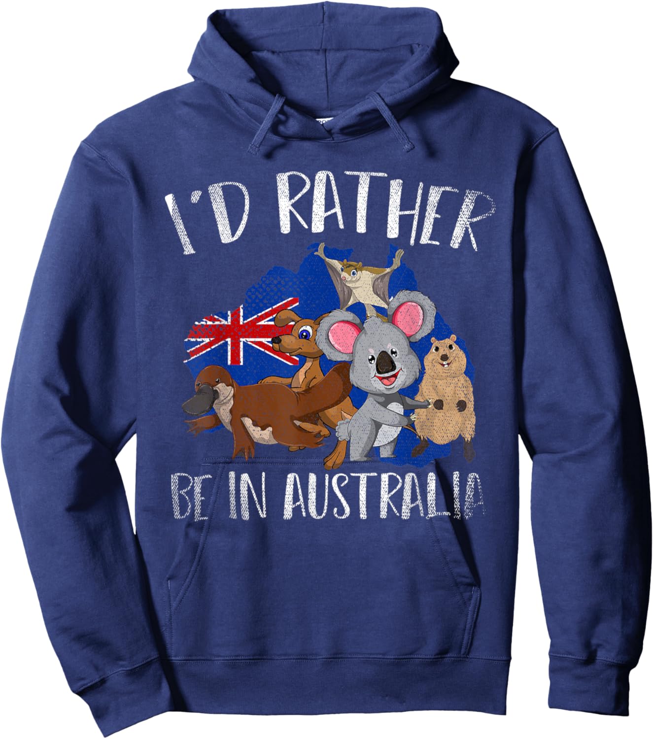 Id Rather Be In Australia Cute Aussie Zoo Animals Australia Hoodie - Hoodie | Navy