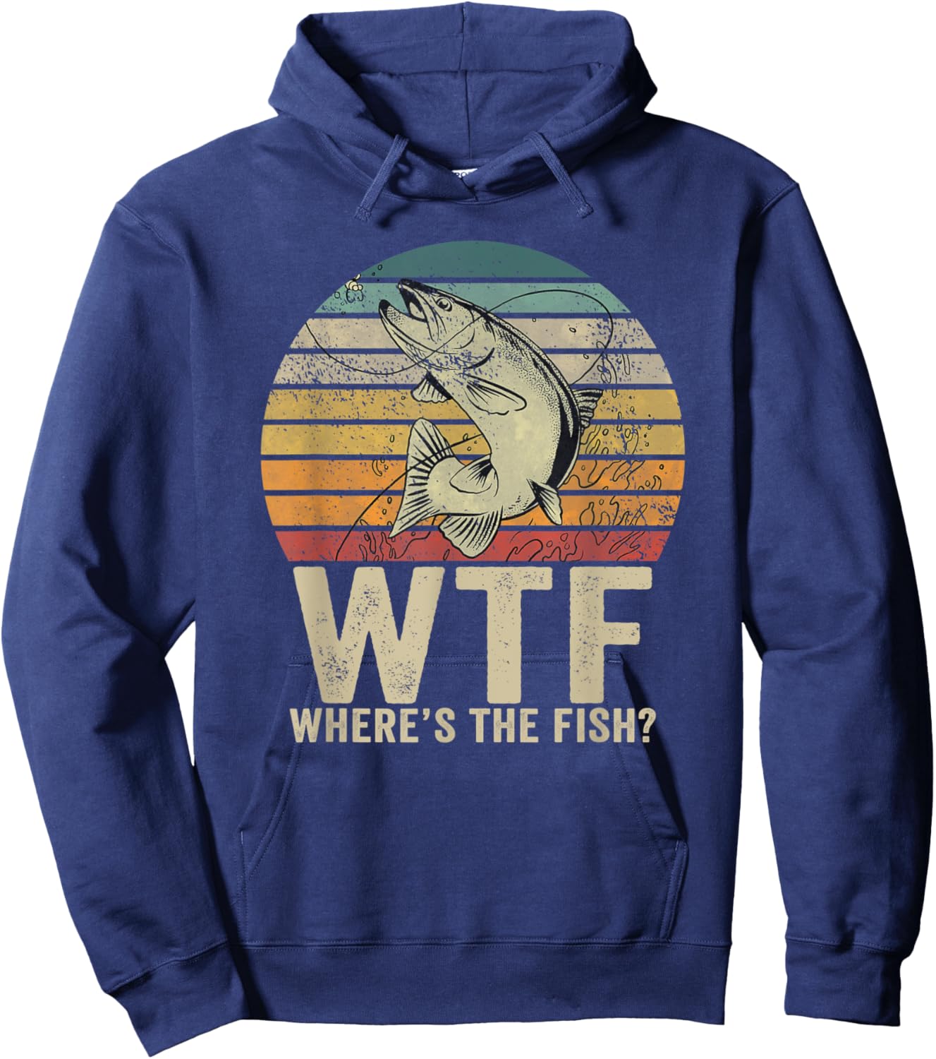 Where's the fish? funny Fishing Fisherman retro Hoodie - Hoodie | Navy