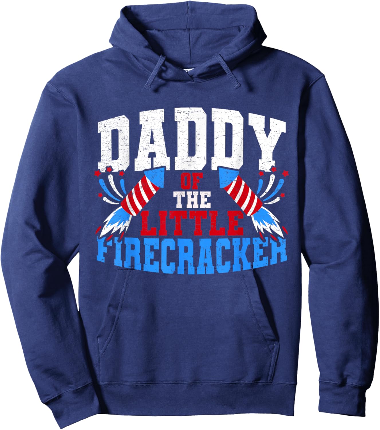 Firecracker Daddy Fireworks Dad American Flag Hoodie - Hoodie | Navy