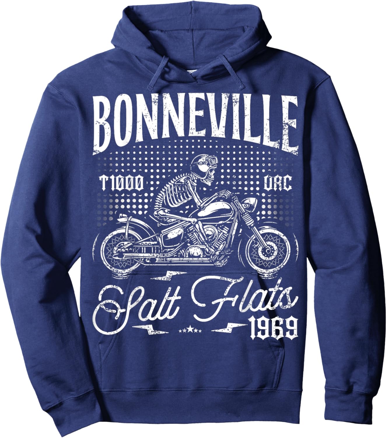 Bonneville Salt Flats Motorcycle Racing Vintage Biker Hoodie - Hoodie | Navy
