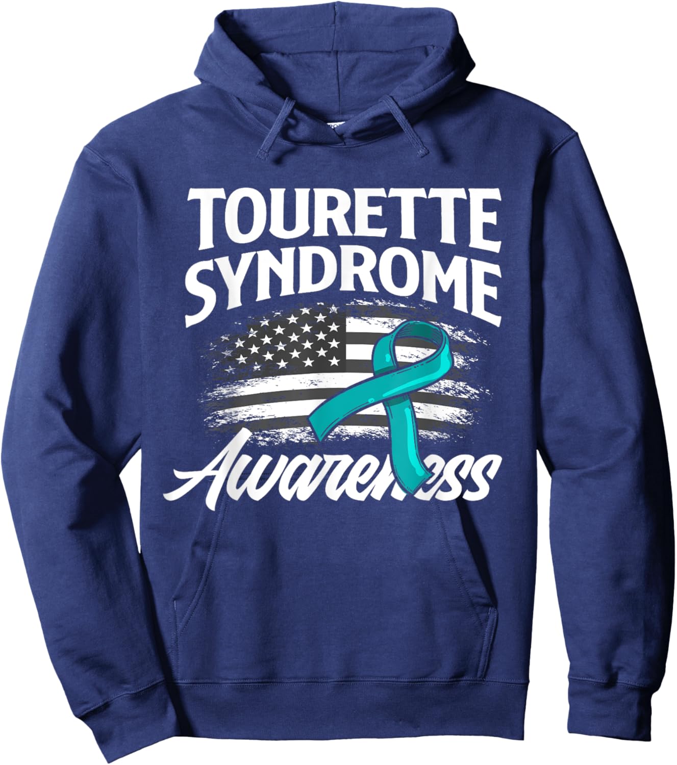 Patriotic US Flag Tourette Syndrome Awareness Hoodie - Hoodie | Navy