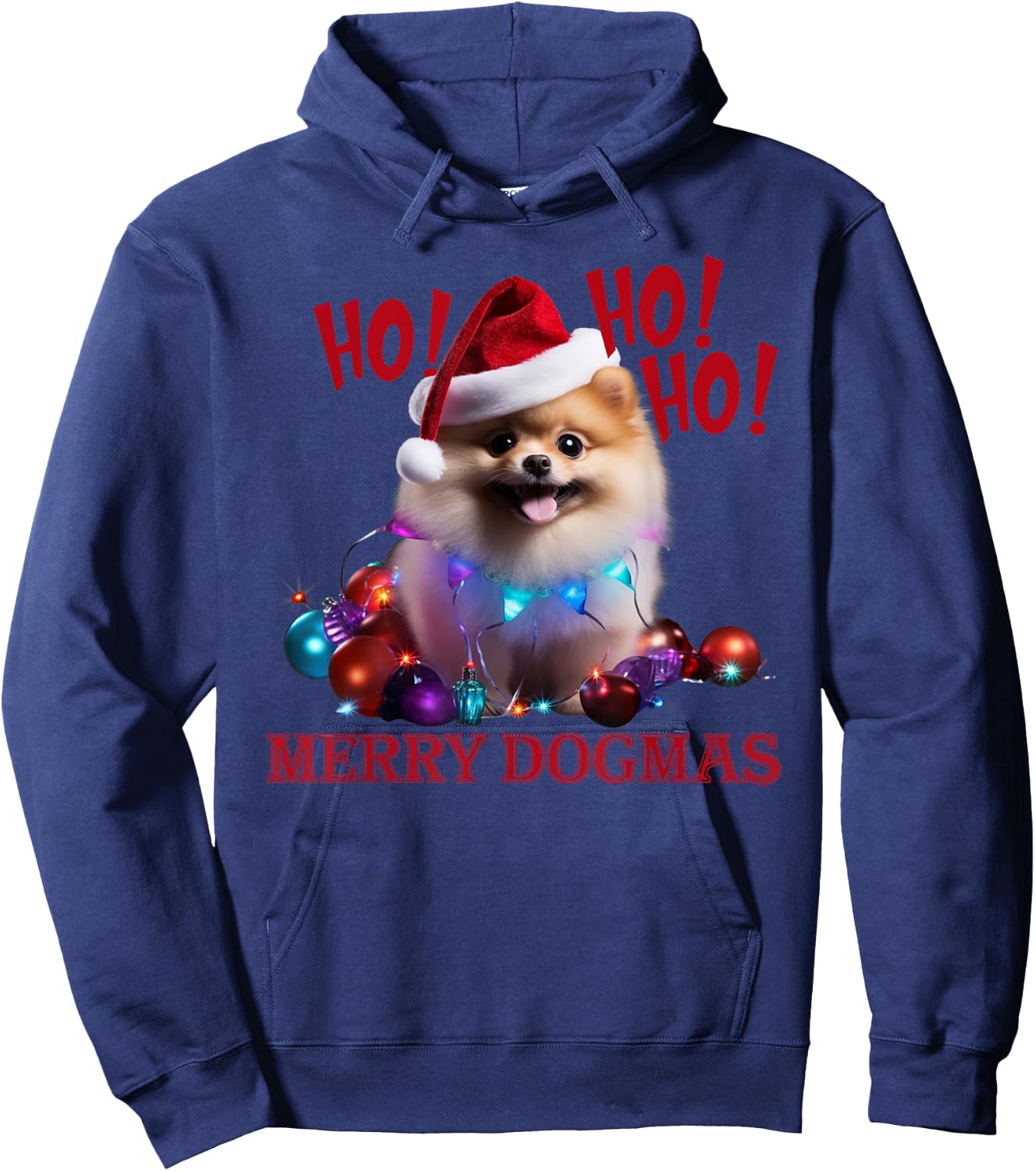 Merry Dogmas Pomeranian Christmas Hoodie - Hoodie | Navy