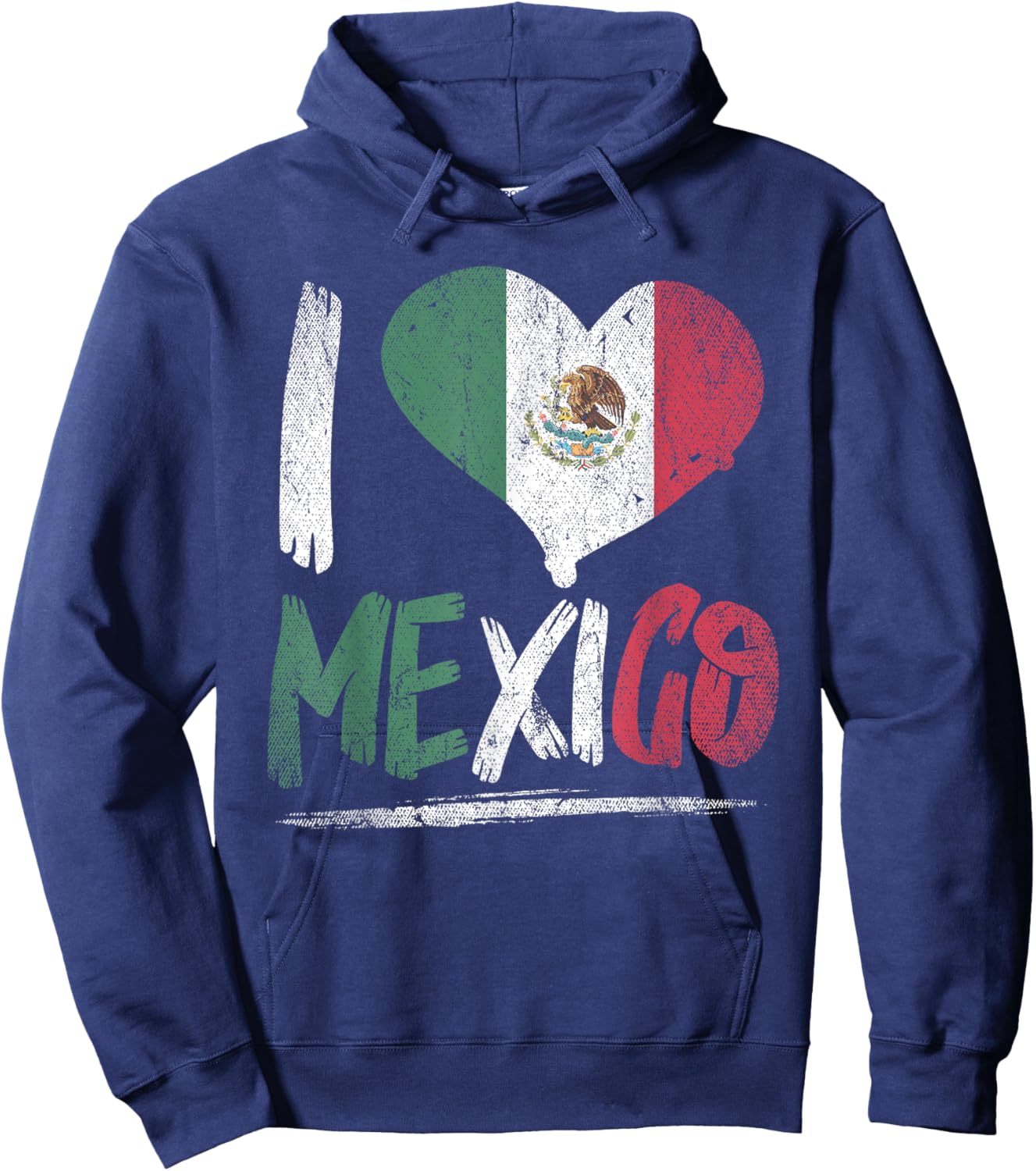 Proud Mexican Heritage Hispanic Culture Heart I Love Mexico Hoodie - Hoodie | Navy