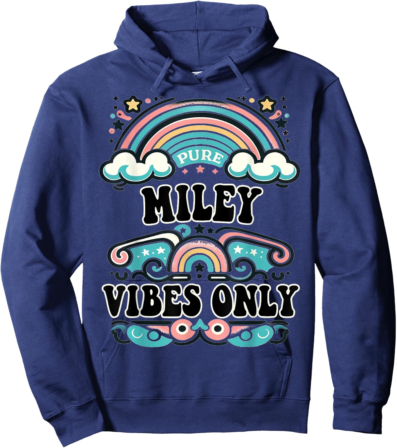 MILEY Vibes Only Cute Retro Girls MILEY Name Hoodie - Hoodie | Navy