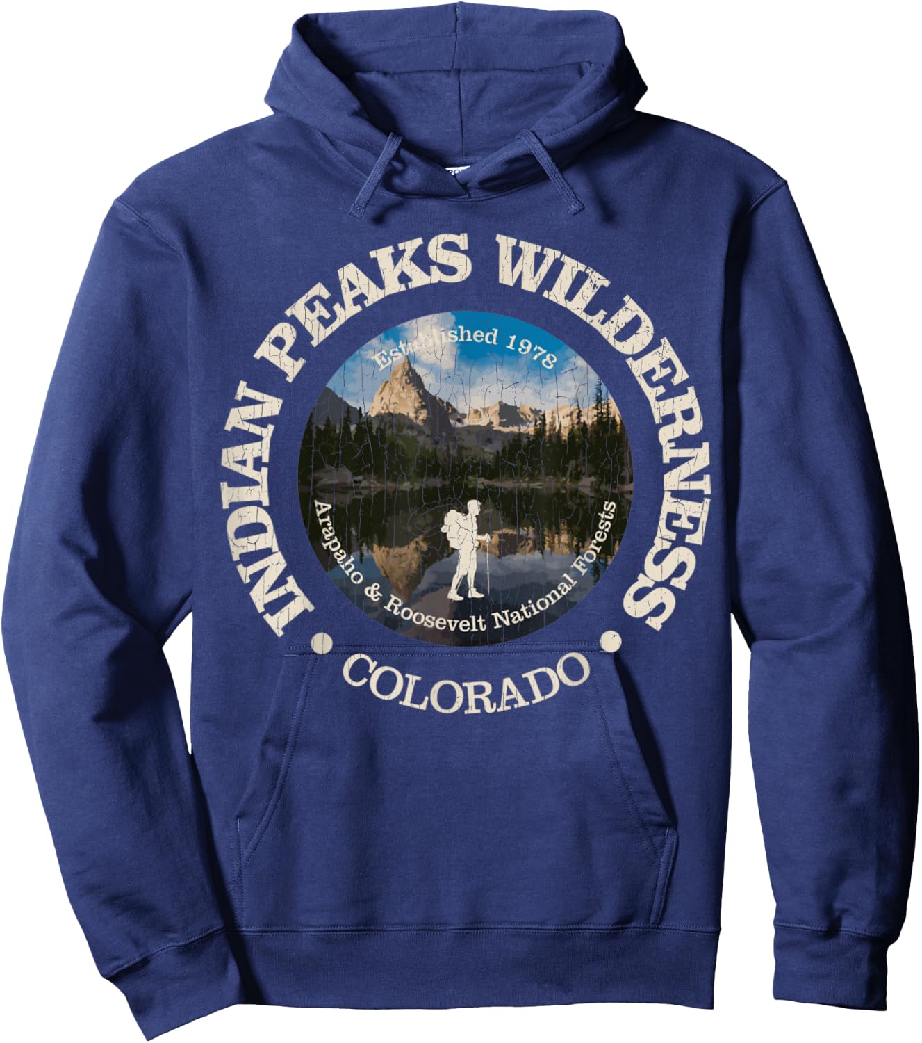 Indian Peaks Wilderness Vintage Indian Peaks Camping Hoodie - Hoodie | Navy