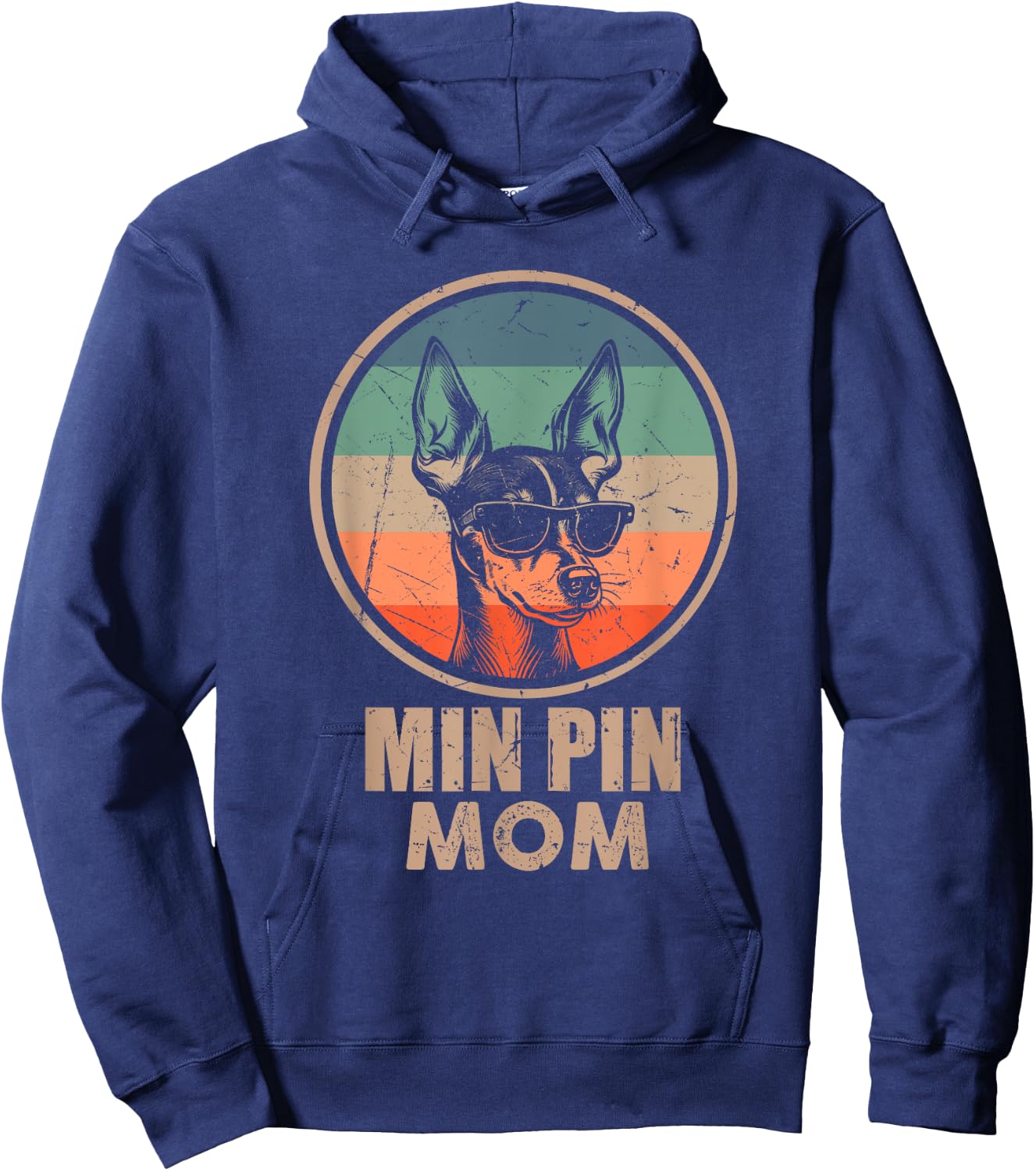 Vintage Min Pin Dog Mom Gifts Funny Dog Mom Lover Hoodie - Hoodie | Navy